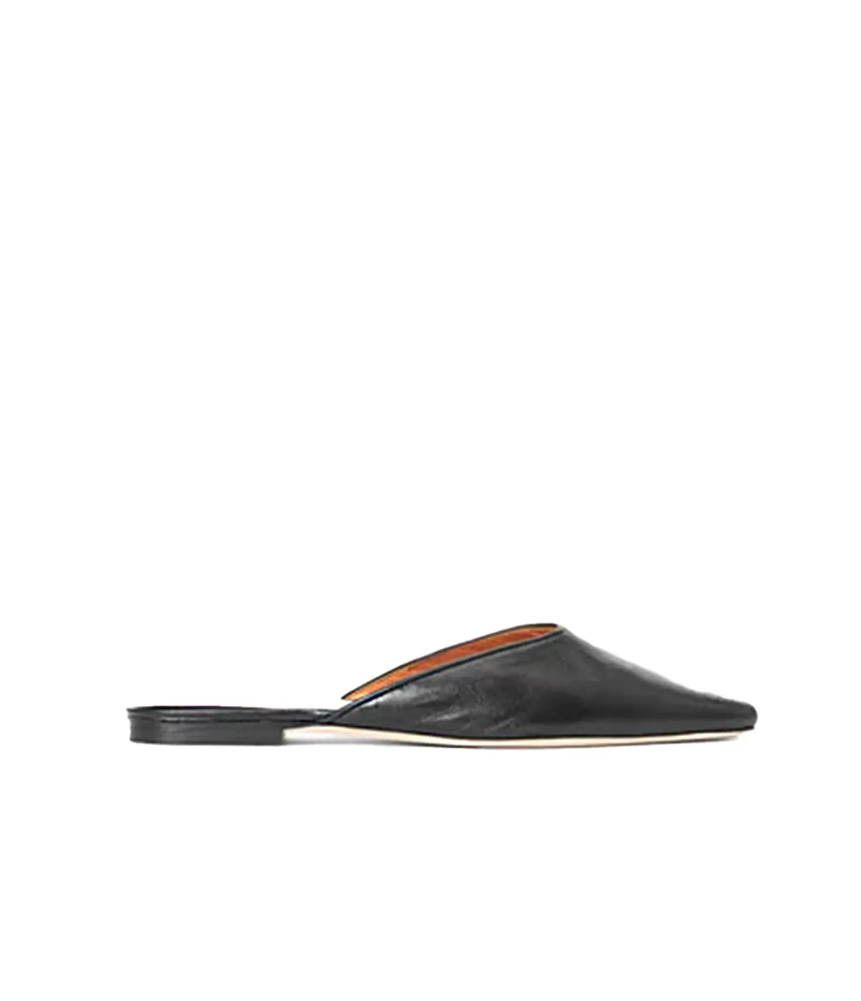 Shop Gigi Nappa Slip On Mule In Black Flat Shoes