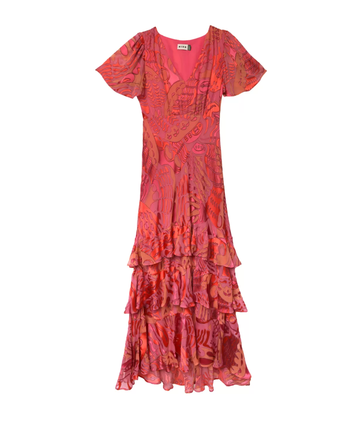 Online Gilly Short Sleeve Maxi Dress In Butterfly Devore Pink Dresses