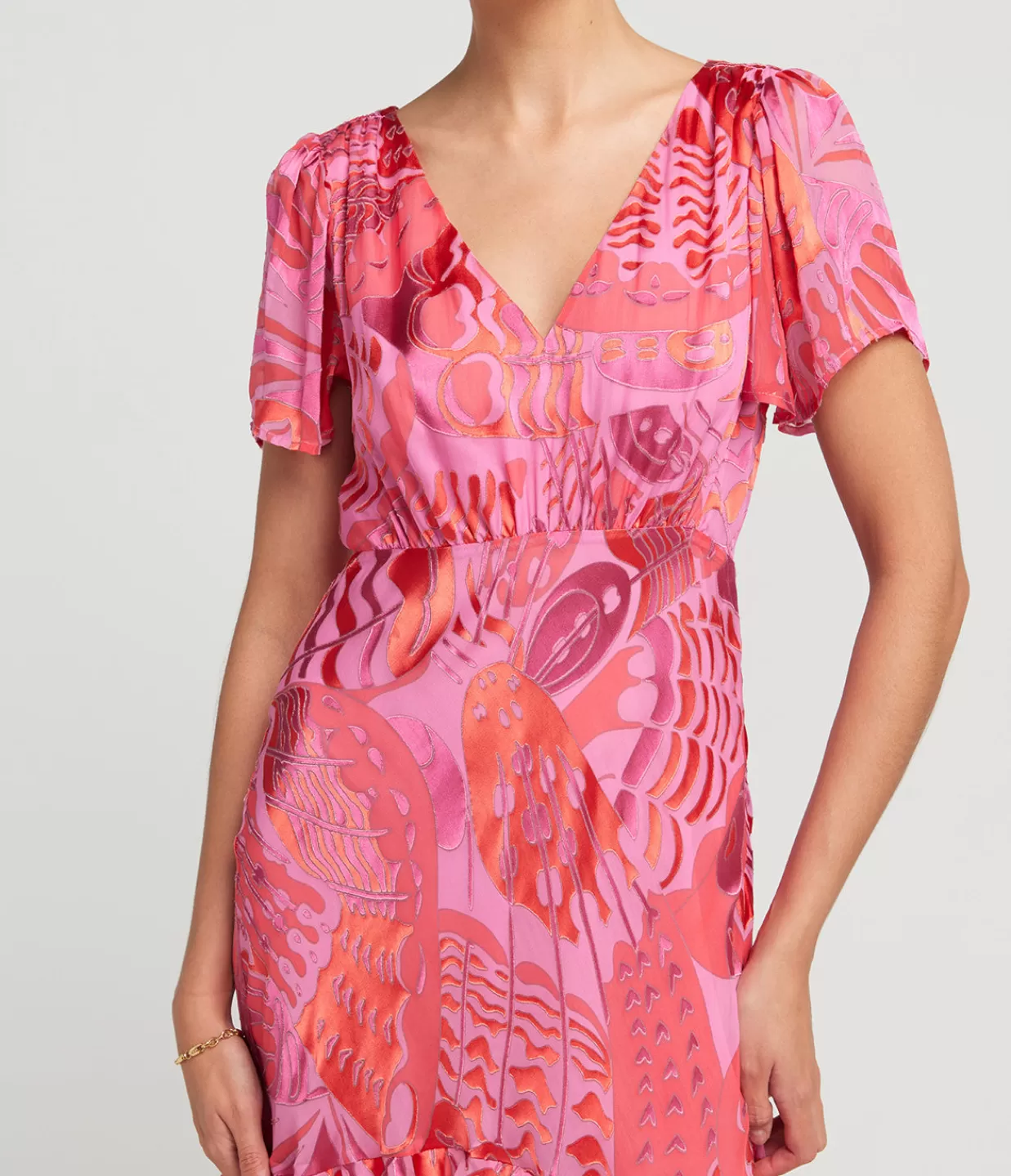 Online Gilly Short Sleeve Maxi Dress In Butterfly Devore Pink Dresses
