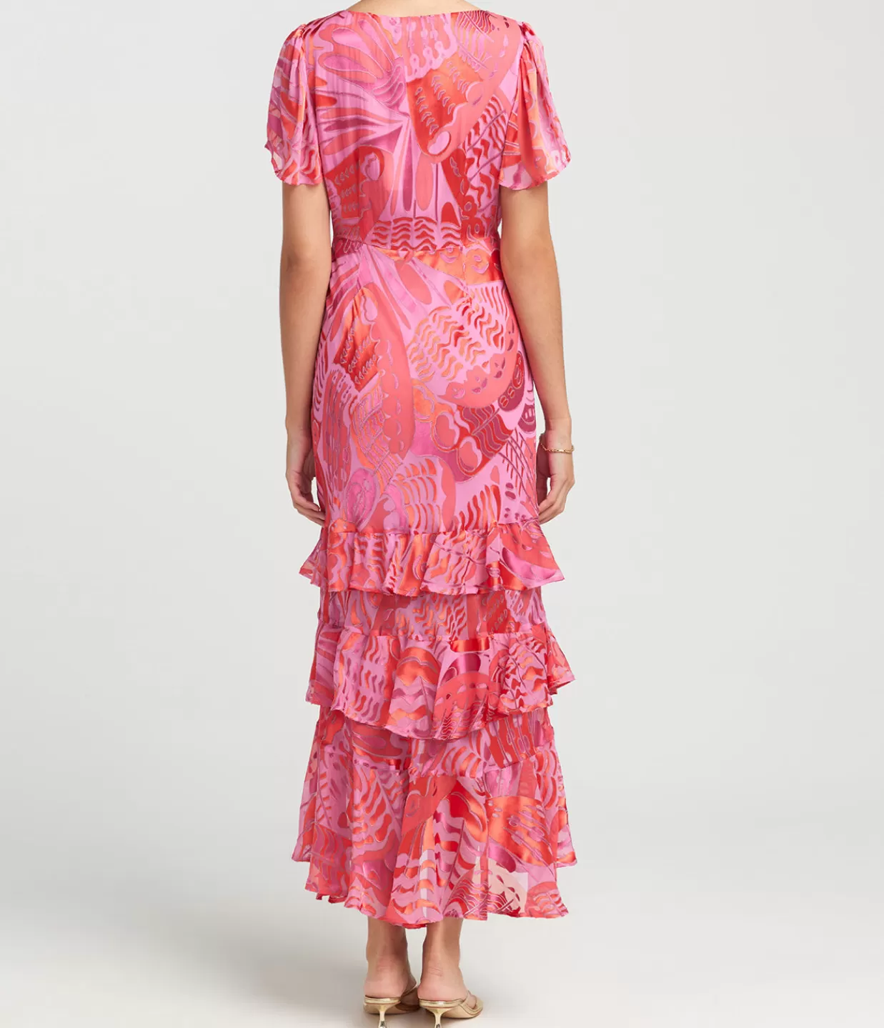 Online Gilly Short Sleeve Maxi Dress In Butterfly Devore Pink Dresses