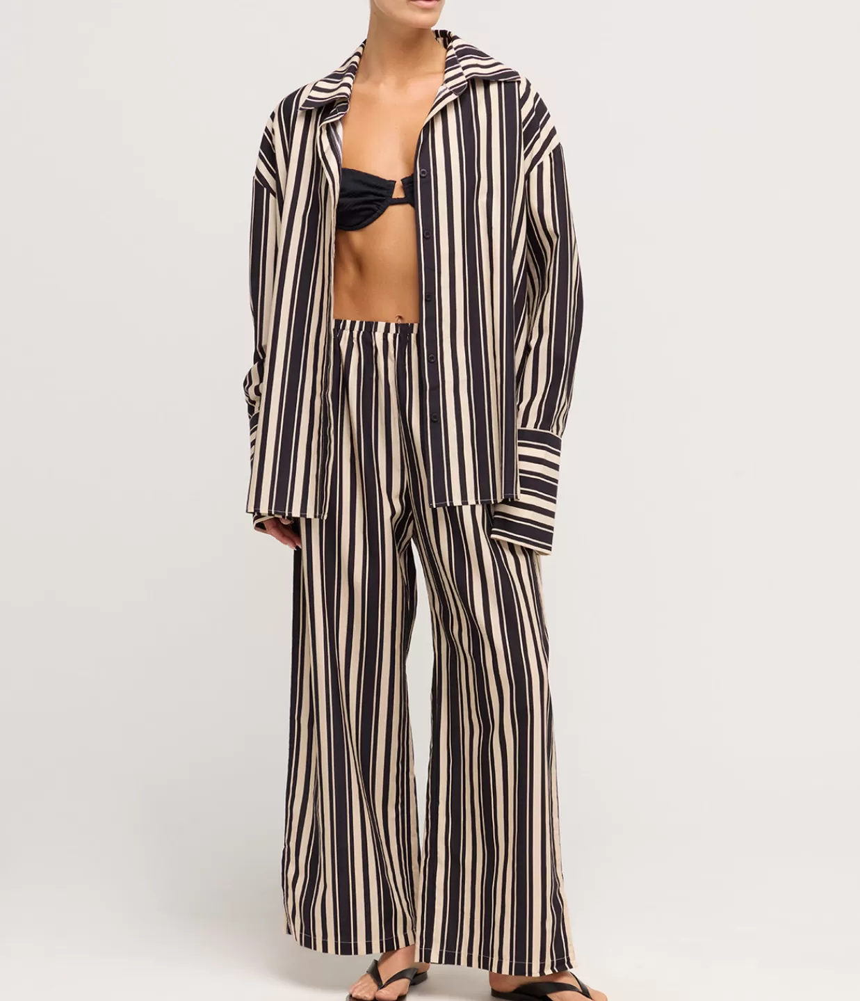 New Giulia Silk Blend Pant In Cinque Stripe Pants