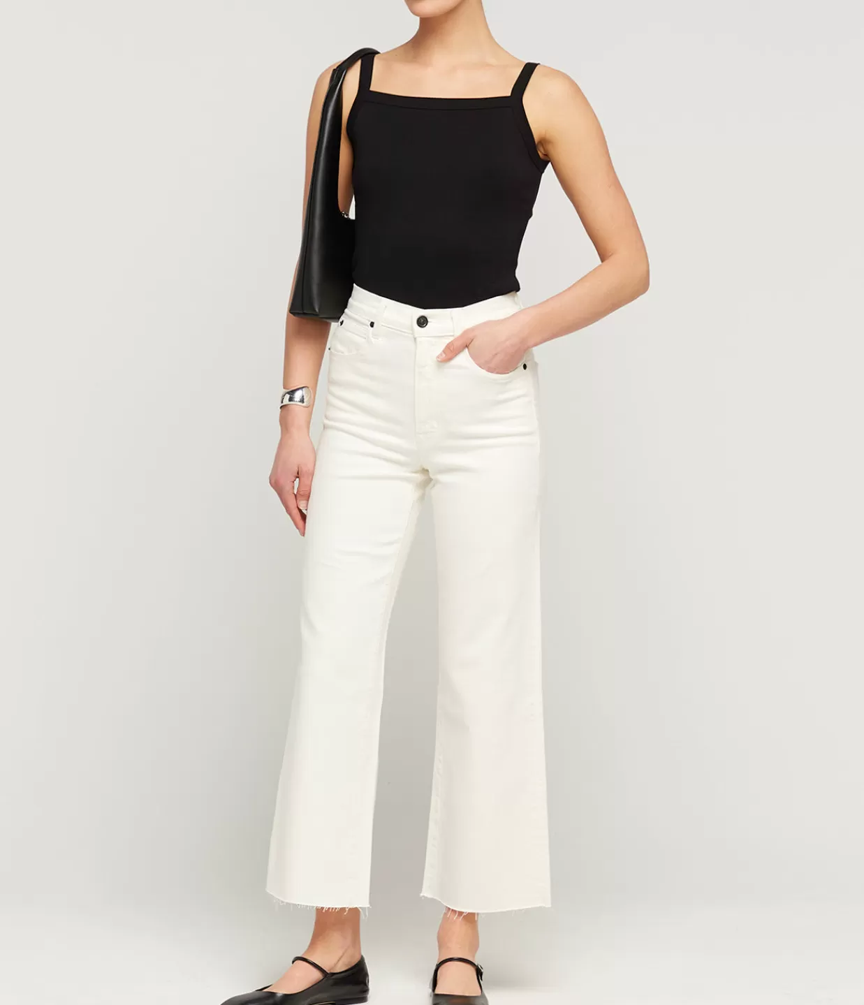 Best Grace High Rise Wide Leg Crop In White Denim