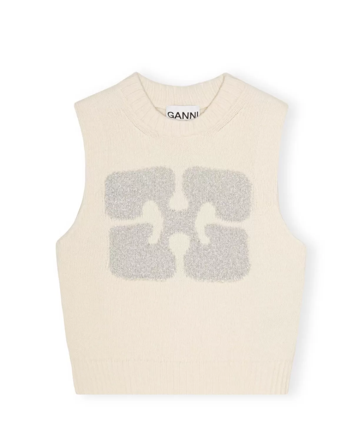 Store Graphic Wool Vest In Egret Knitwear