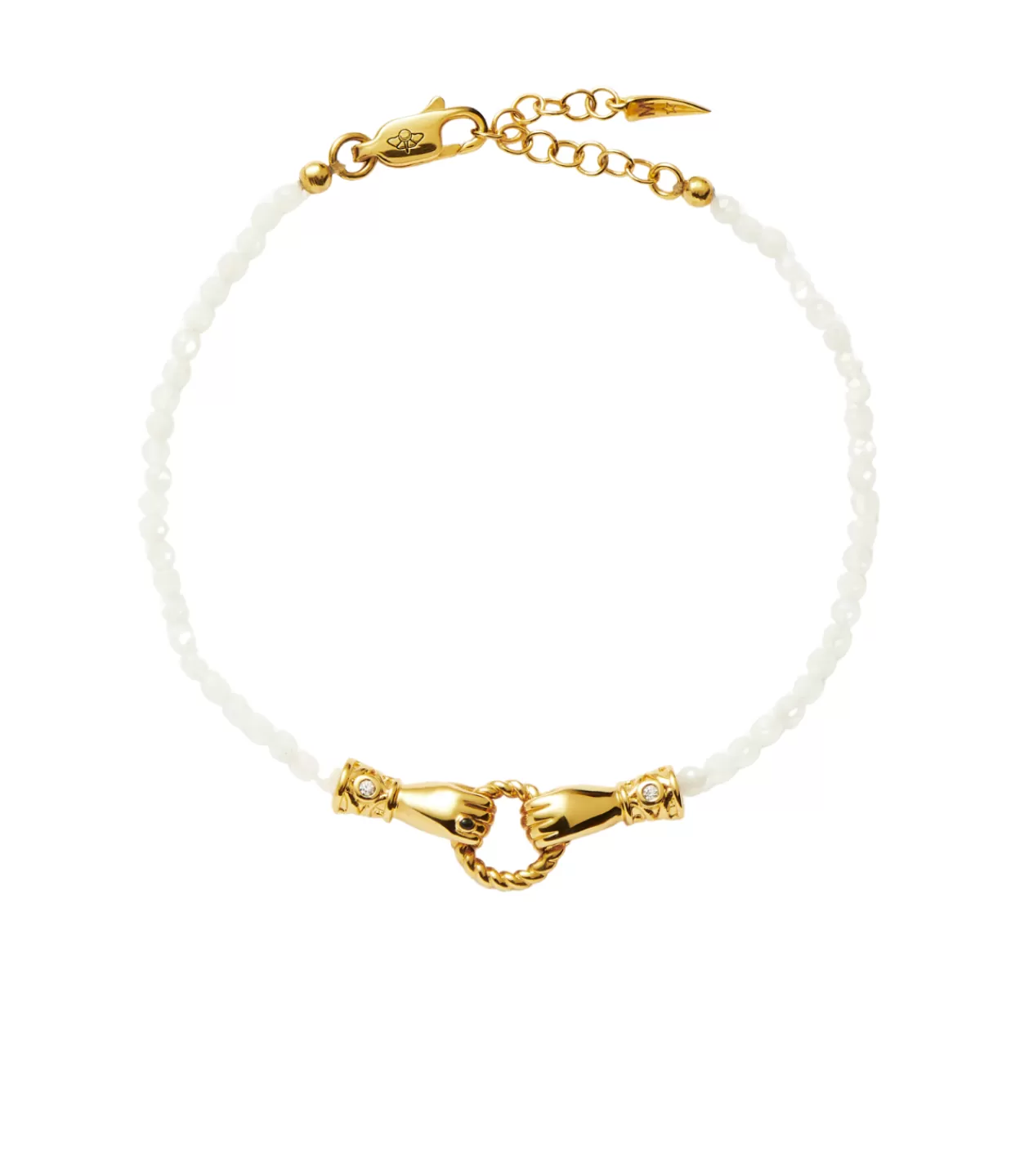 Best Harris Reed In Good Hands Mini Beaded Gemstone Bracelet In Pearl And Gold Jewellery | Bracelets