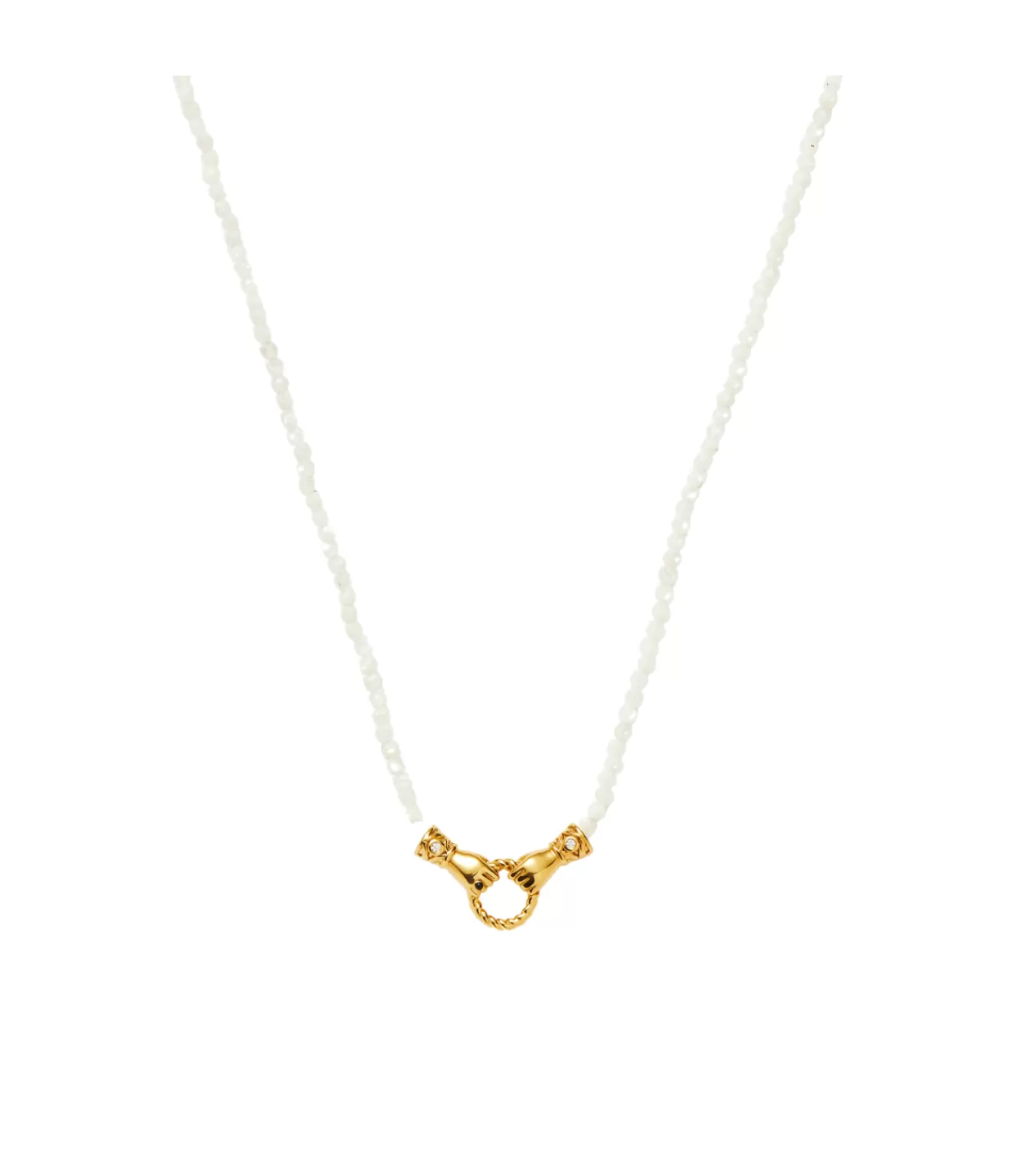 Fashion Harris Reed In Good Hands Mini Beaded Gemstone Necklace In Gold And Pearl Jewellery | Necklaces