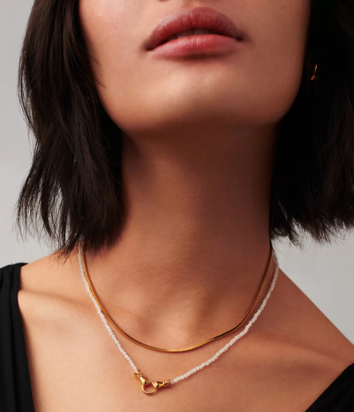 Fashion Harris Reed In Good Hands Mini Beaded Gemstone Necklace In Gold And Pearl Jewellery | Necklaces