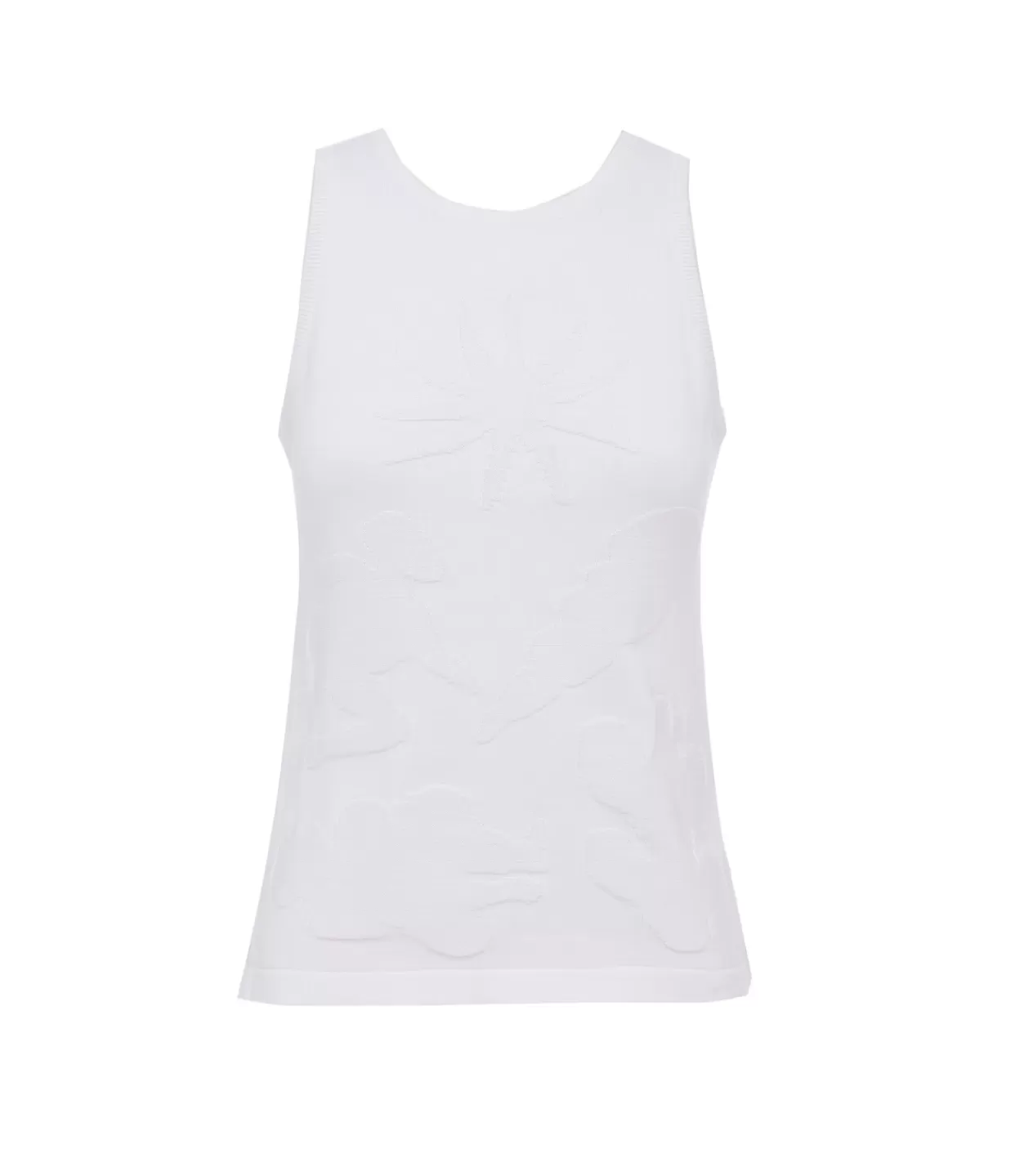 New High Neck Knit Singlet In White T-Shirts & Tanks