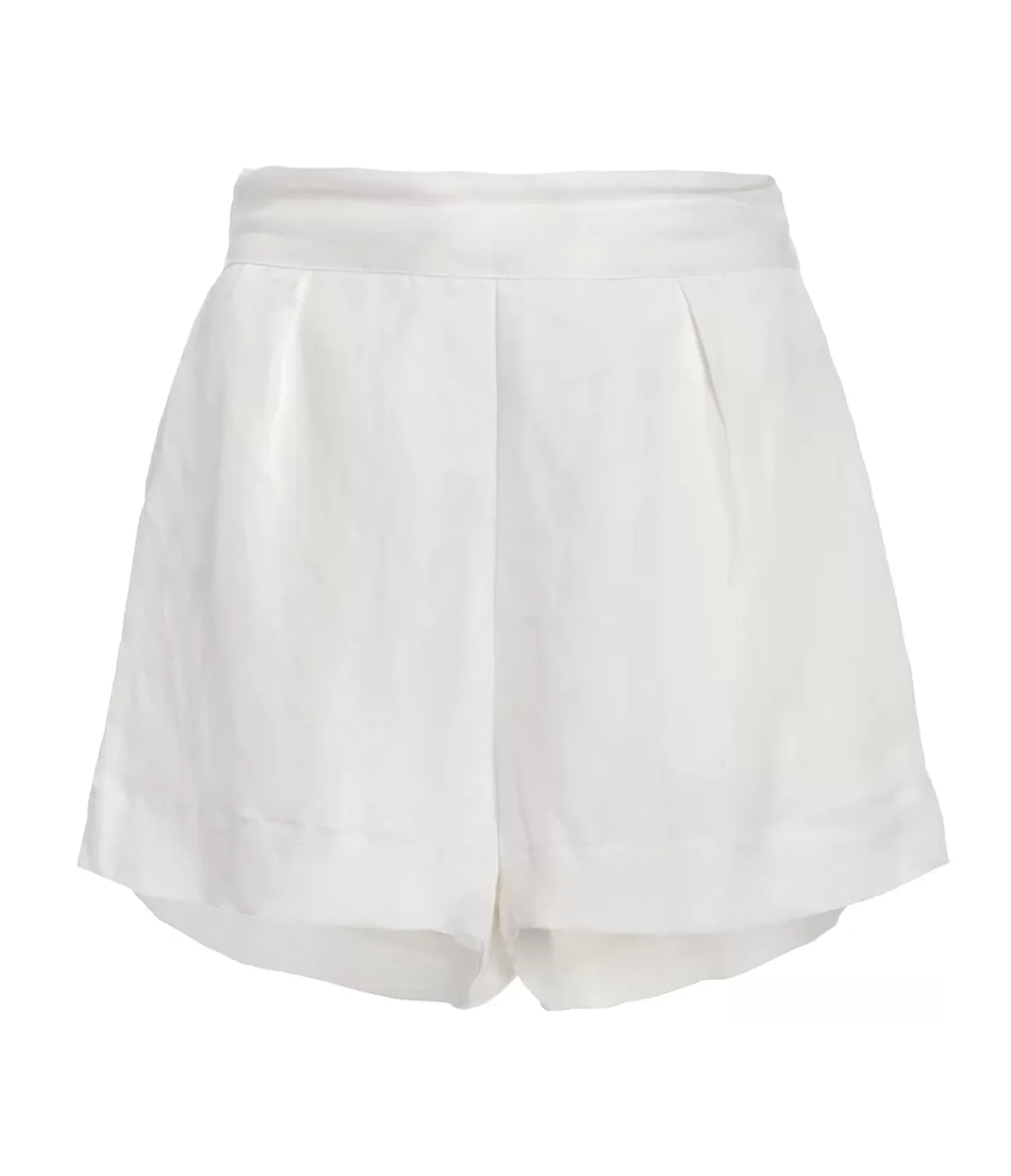 Cheap High Waisted Silk Linen Short In White Shorts