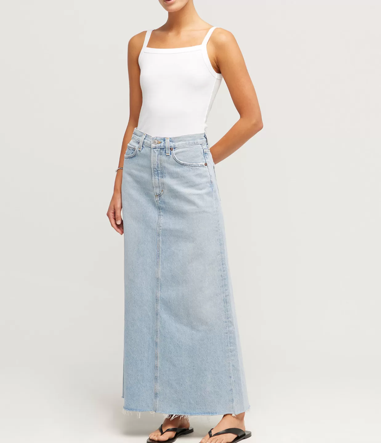 New Hilla Long Line Denim Skirt In Practice Skirts | Denim