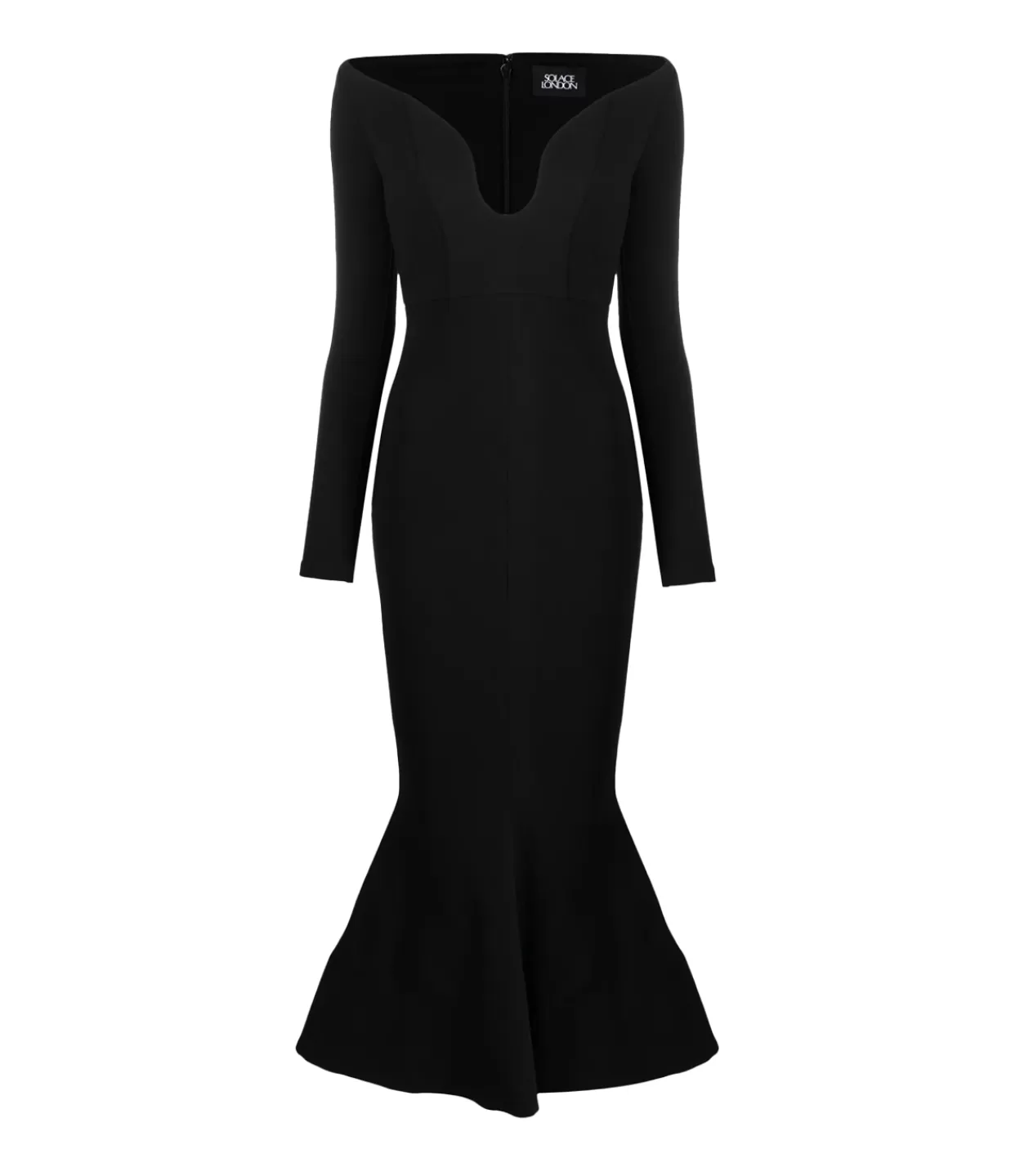 Fashion Isa Crepe Knit Midi Dress In Black Dresses