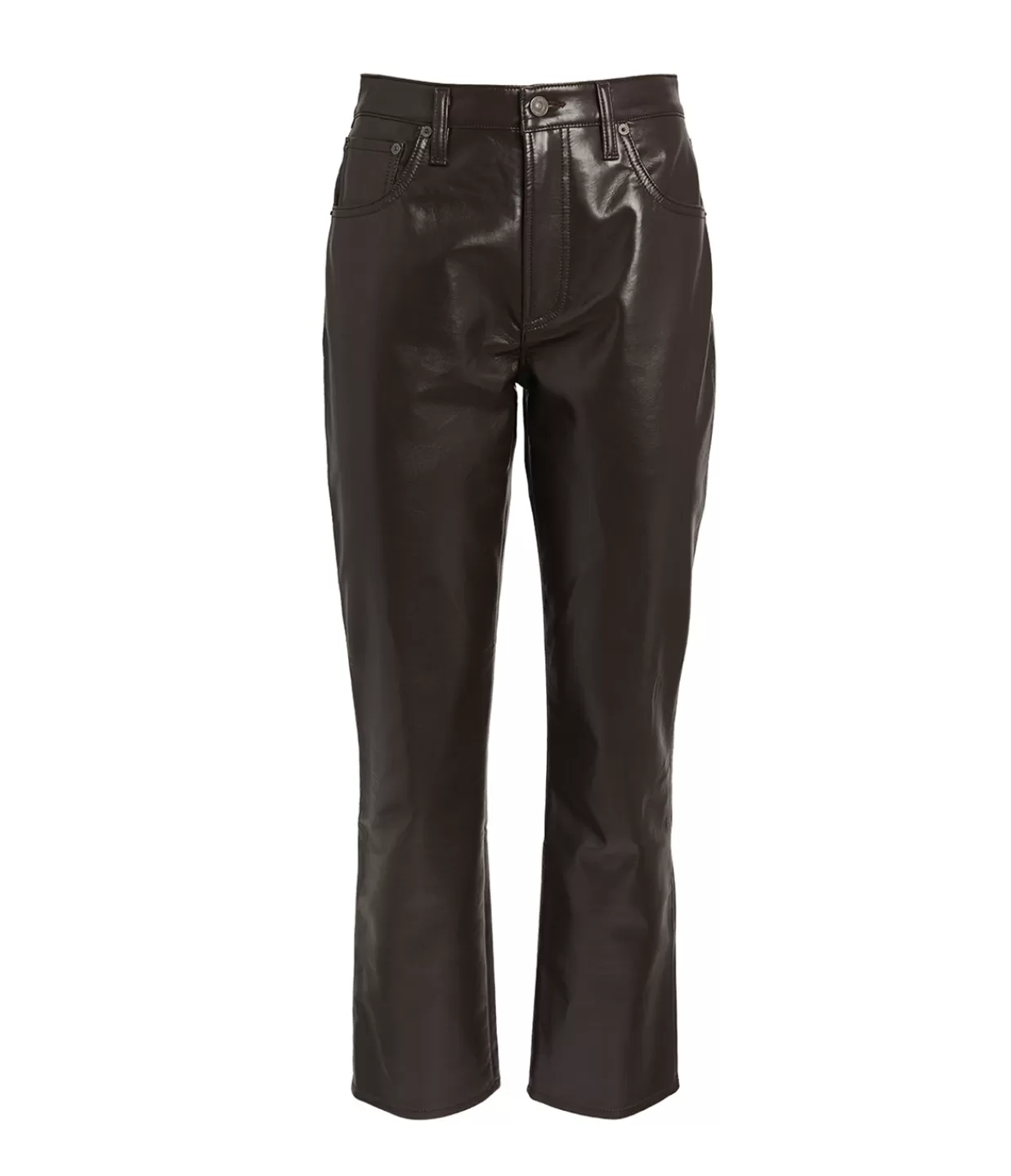 Fashion Jolene High Rise Slim Recycled Leather Pant In Chocolate Pants