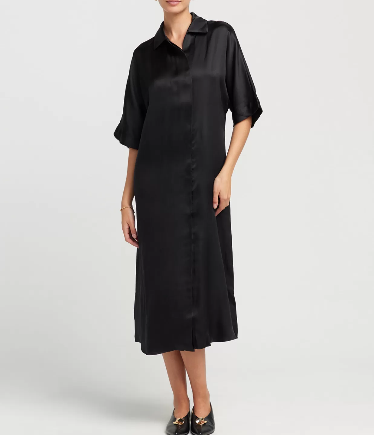 Discount Julia Midi Silk Dress In Black Dresses