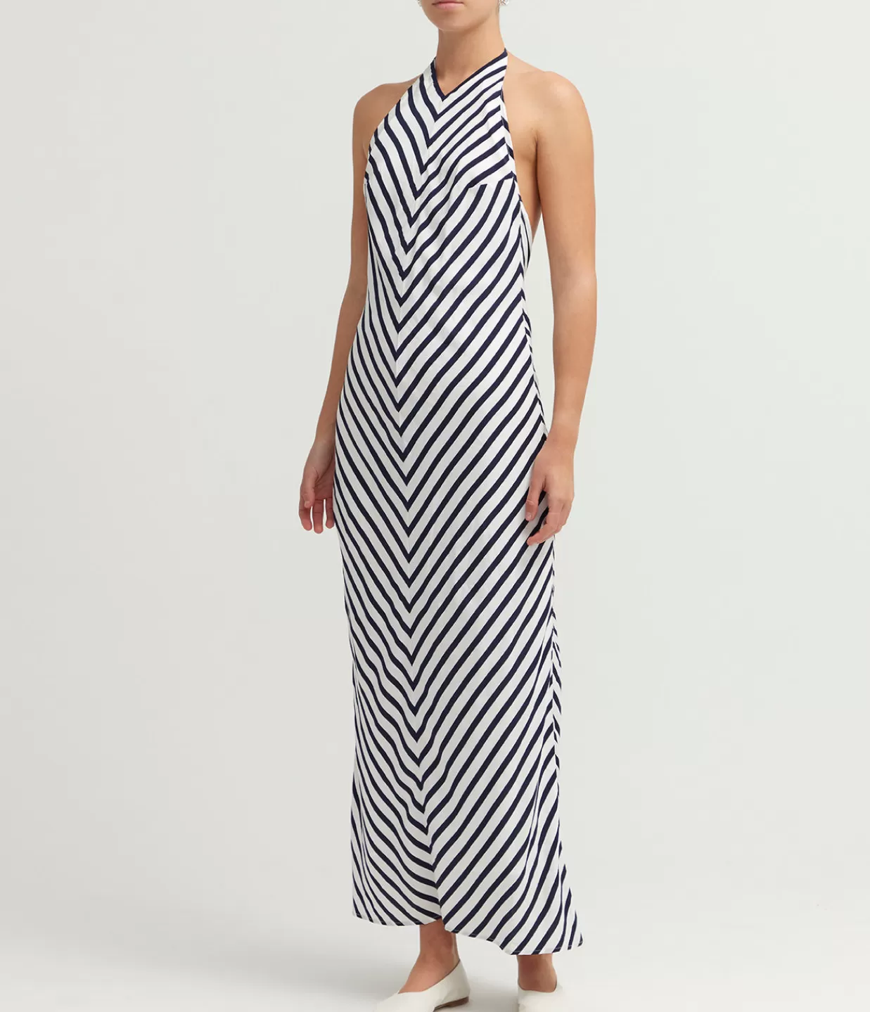 Store Julie Dress In White And Navy Stripe Dresses