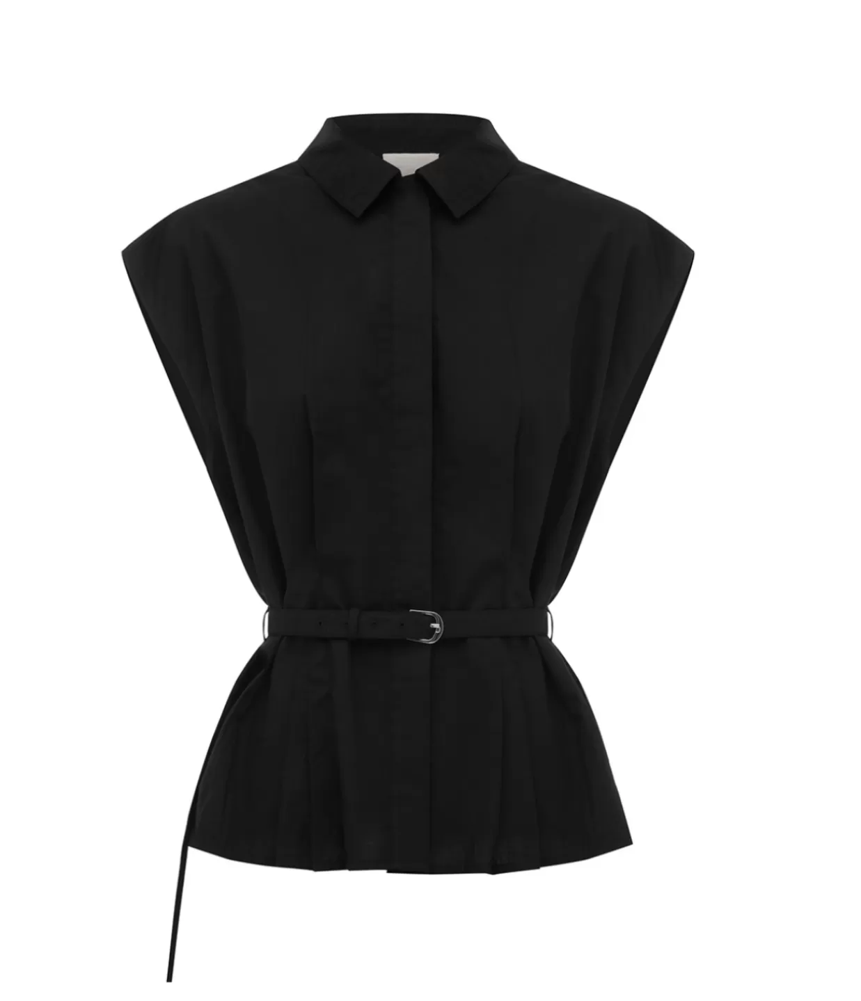 Discount Juno Belted Shirt In Black Tops