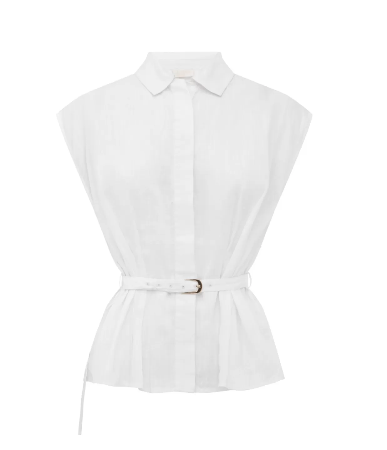 Cheap Juno Belted Shirt In White Tops