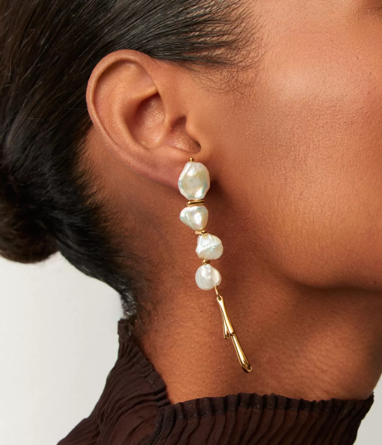 Sale Keshi Pearl Sculptural Drop Earrings In Gold Jewellery | Earrings