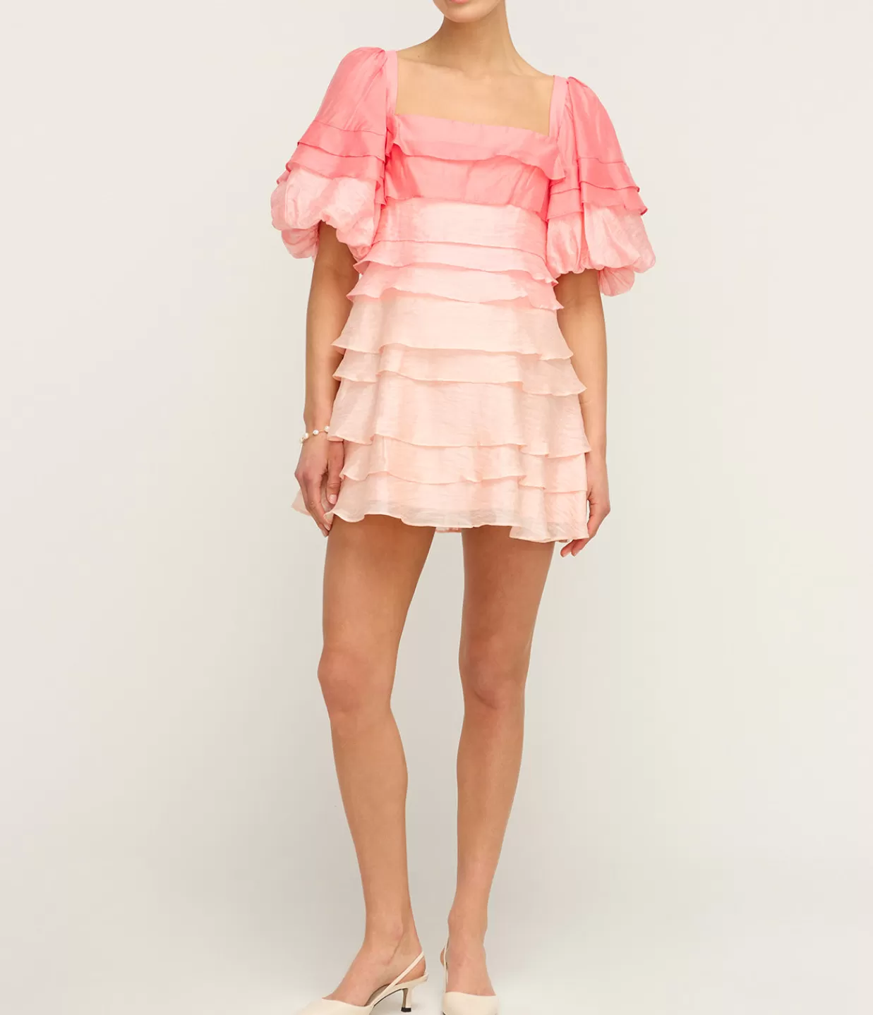 Sale Kirton Puff Sleeve Mini Dress In Pearl And Pink Dresses