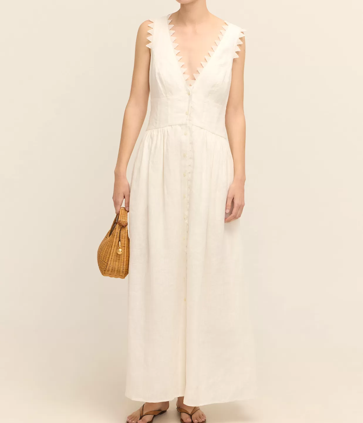 Outlet Lace Trim Apron Dress In White Dresses