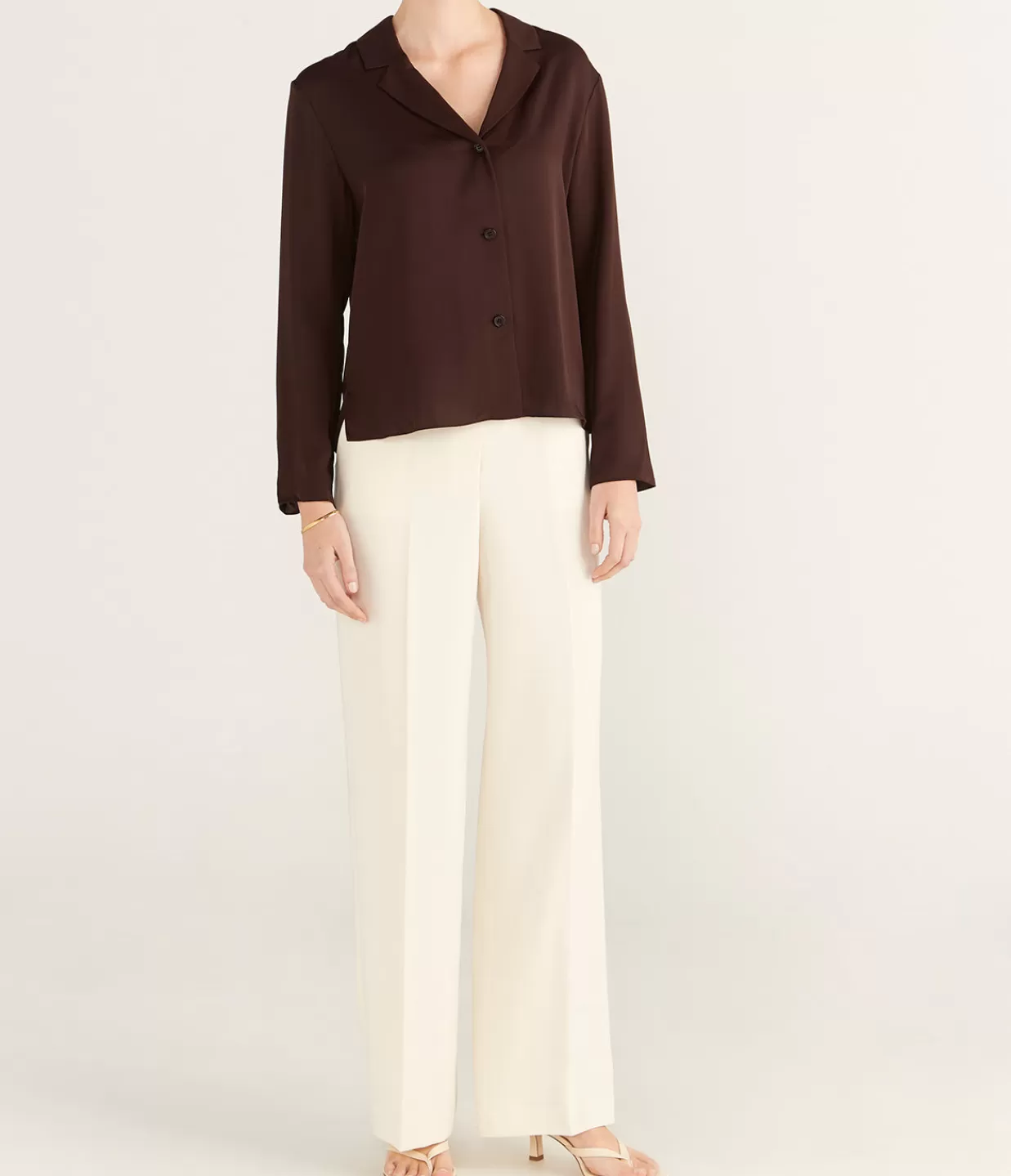 Online Lapell Collared Blouse In Hickory Tops