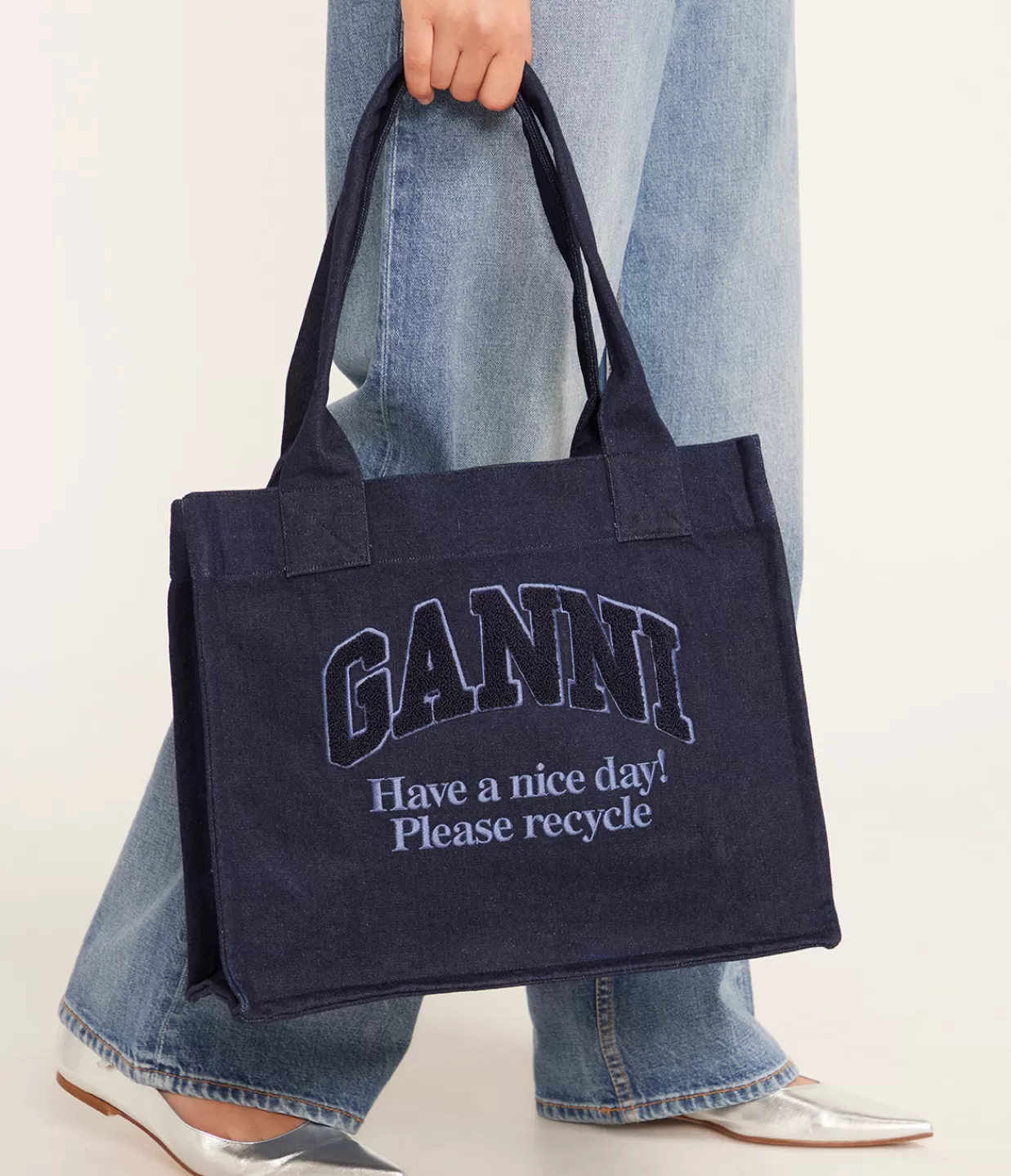 Shop Large Shopper Bag In Denim Bags