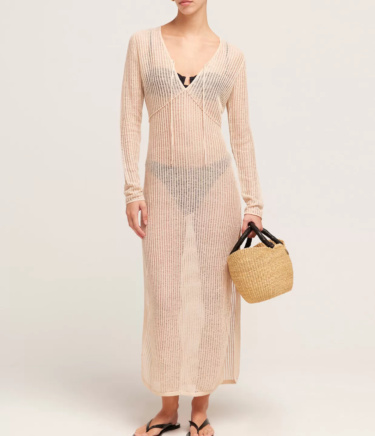 Store Lattice Knit Dress In Husk Dresses