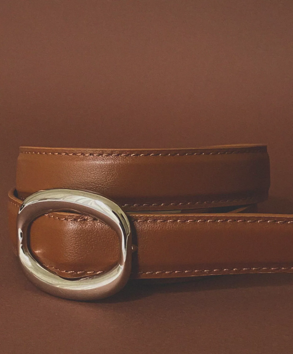 Online Lauren Leather Belt In Tan And Silver Belts