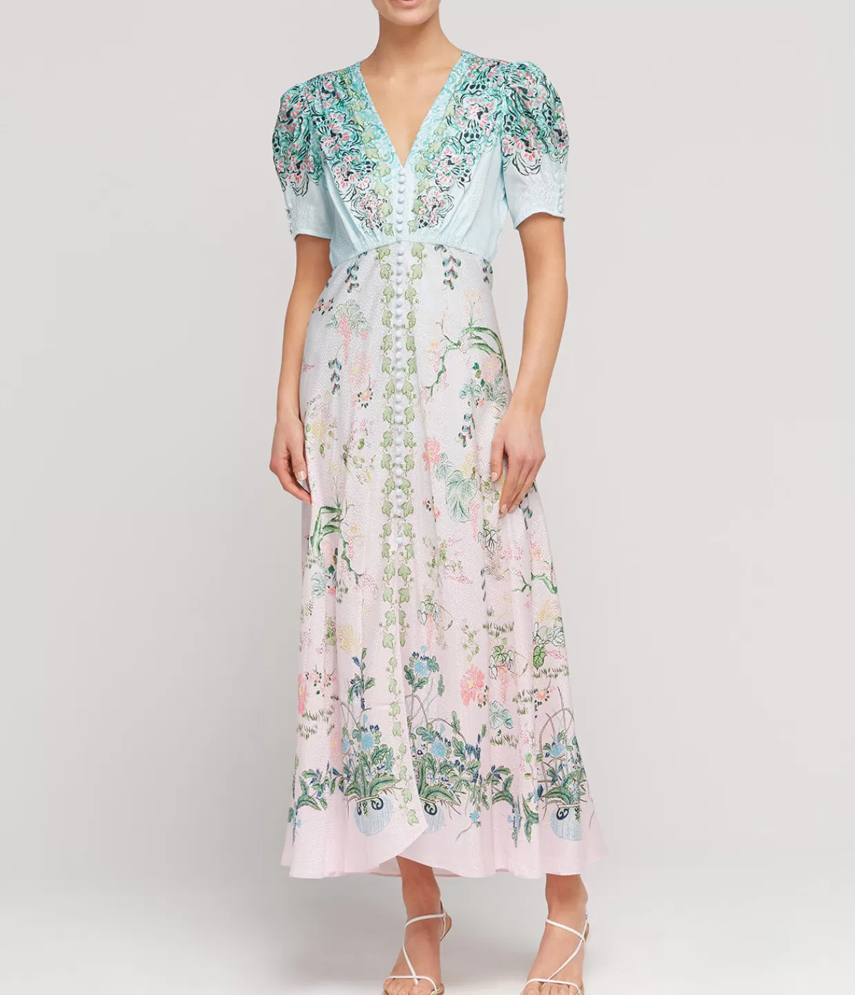 Cheap Lea Silk Long Dress In Willow Garden Dresses