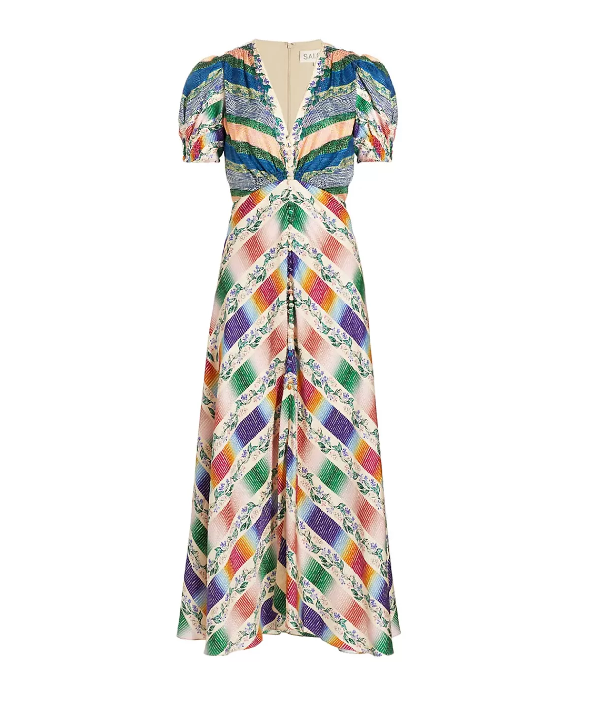 Hot Lea Silk Maxi Dress In Hedgerow Chevron Dresses