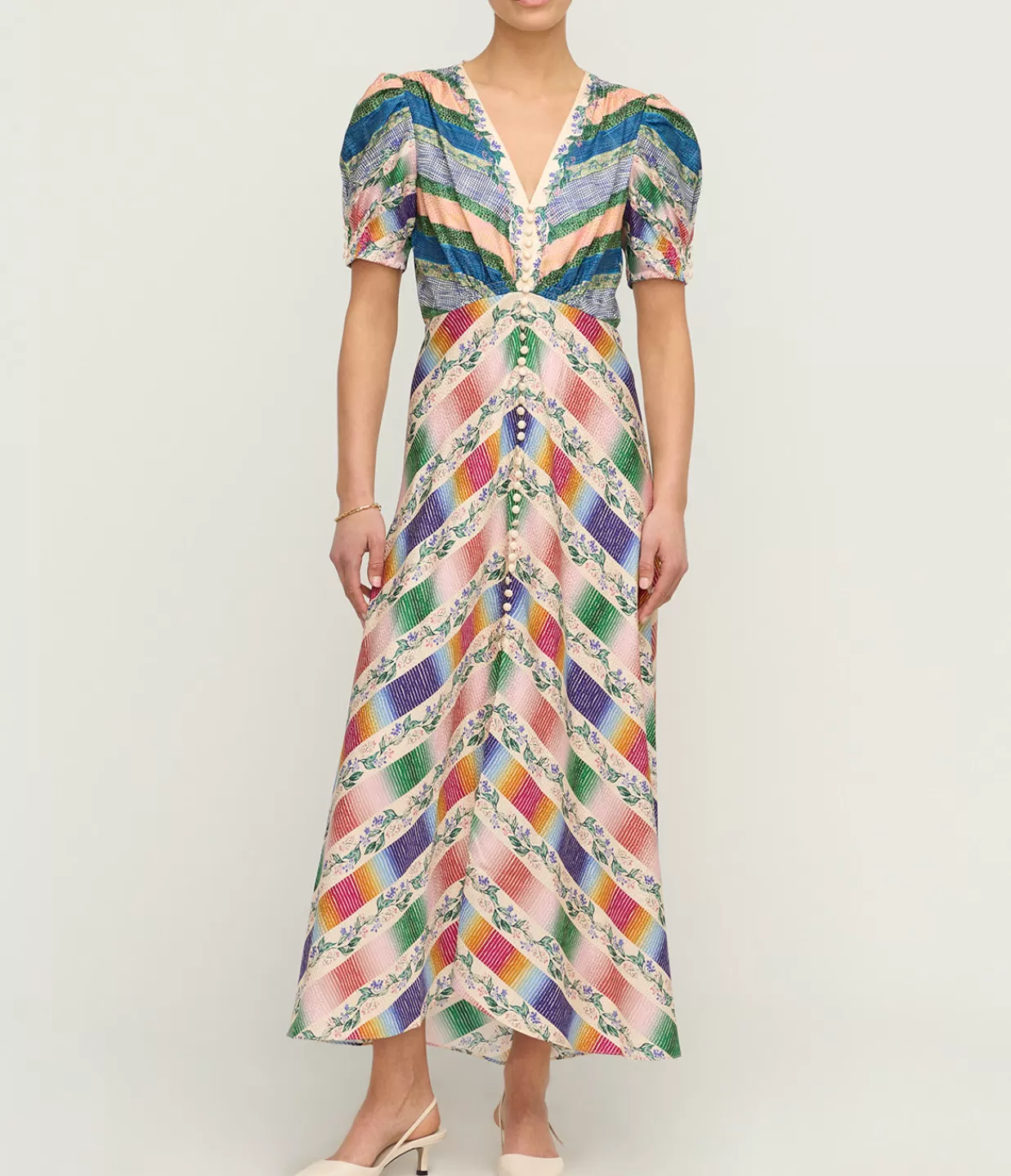 Hot Lea Silk Maxi Dress In Hedgerow Chevron Dresses