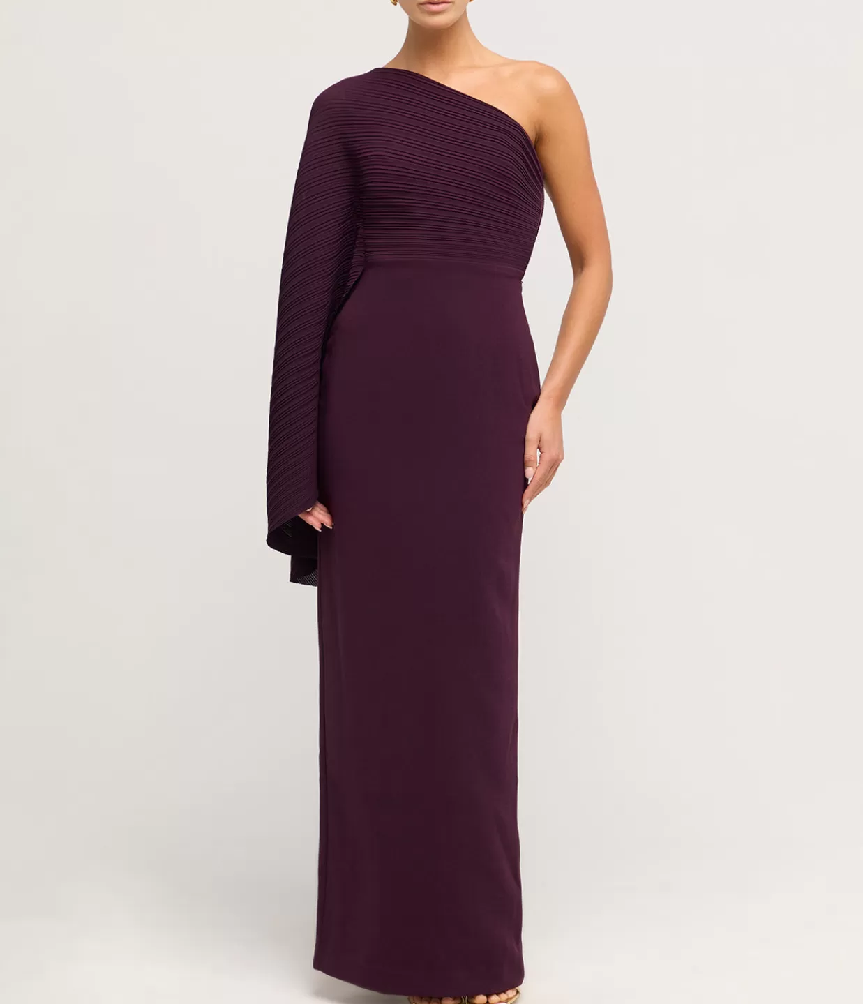 New Lillia One Shoulder Woven Crepe Dress In Plum Dresses