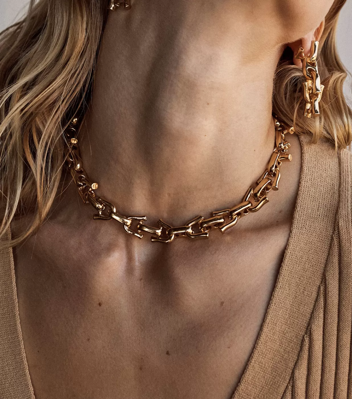 Cheap Link Statement Necklace In Gold Jewellery | Necklaces