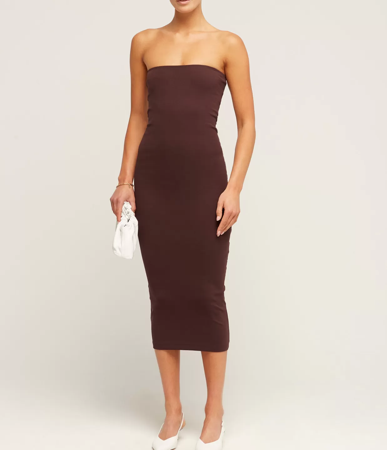 Store Liv Strapless Dress In Choco Plum Dresses