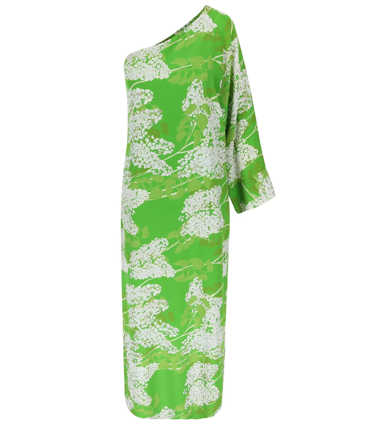 Flash Sale Lola One Shoulder Silk Maxi Dress In White On Green Dresses