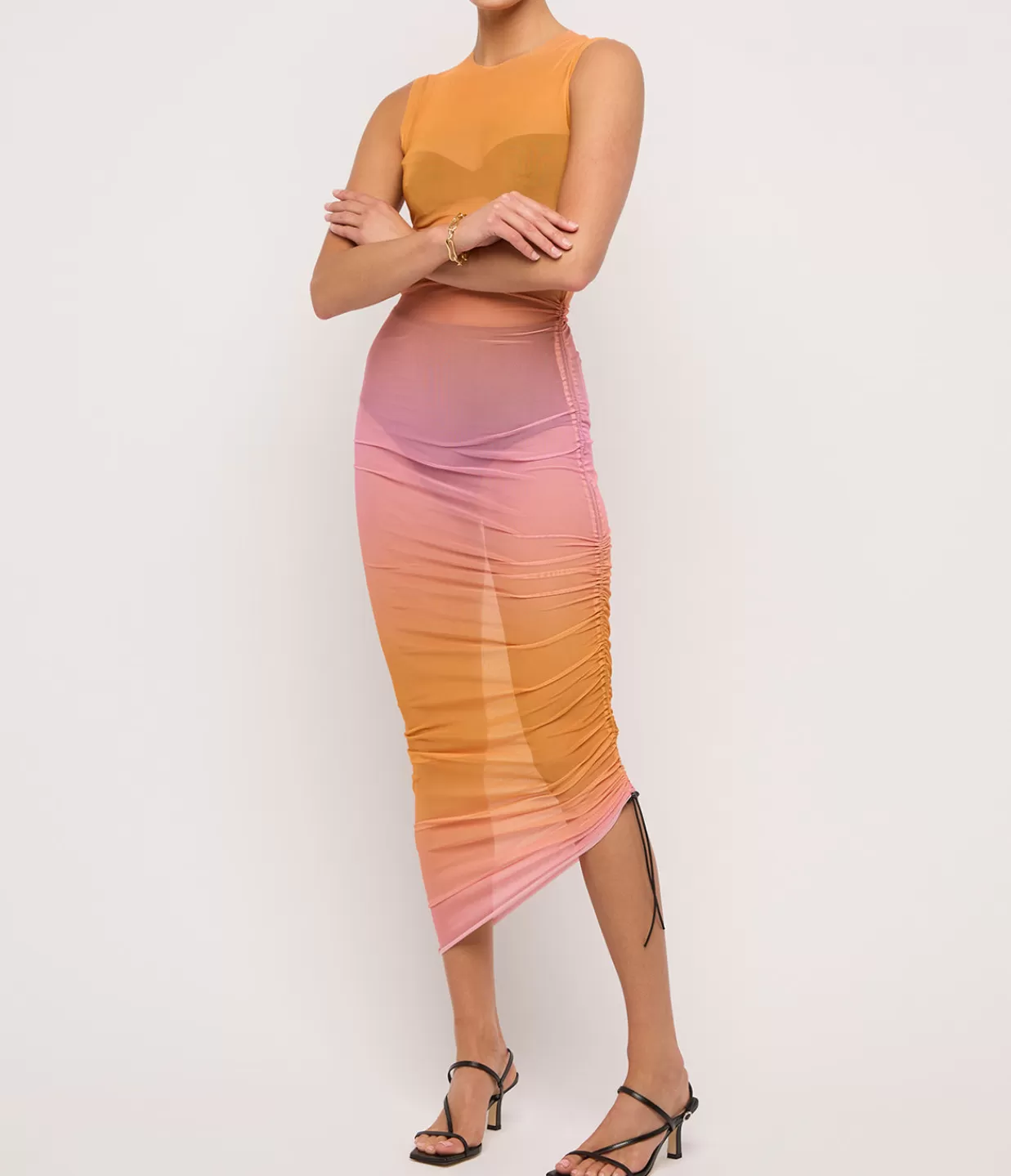 New Long Heatwave Mesh Dress In Fianchetto Dresses