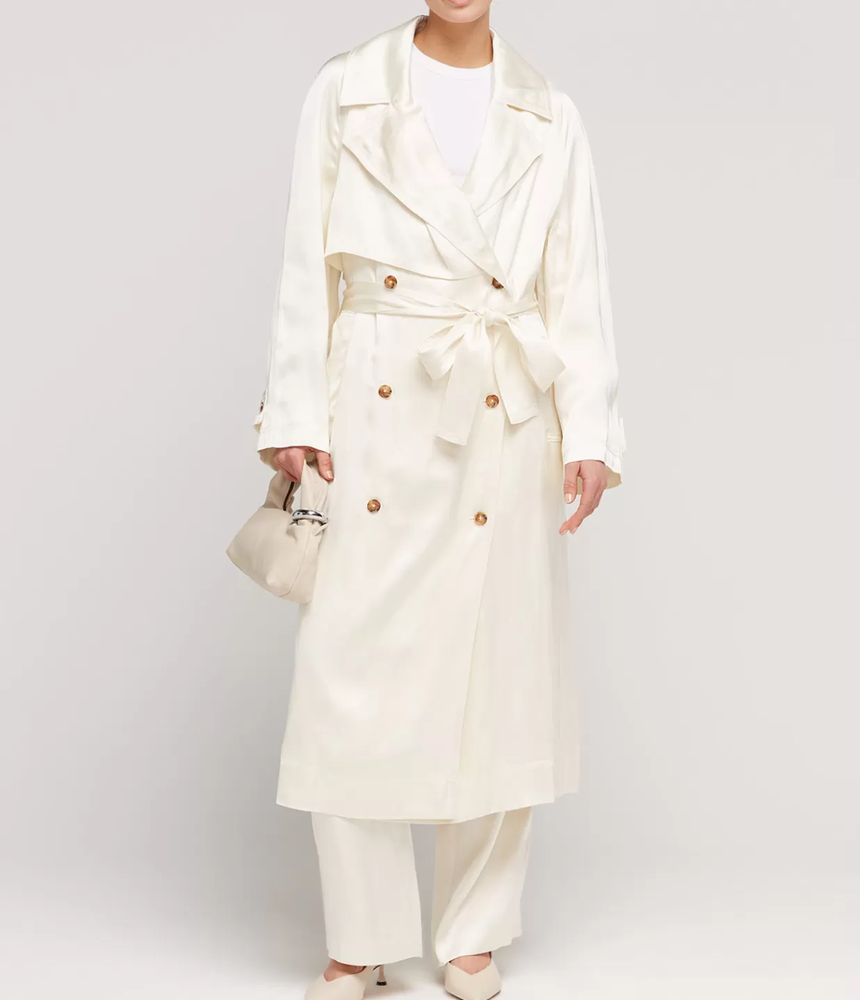 New Lonna Long Trench Coat In Ivory Jackets & Outerwear