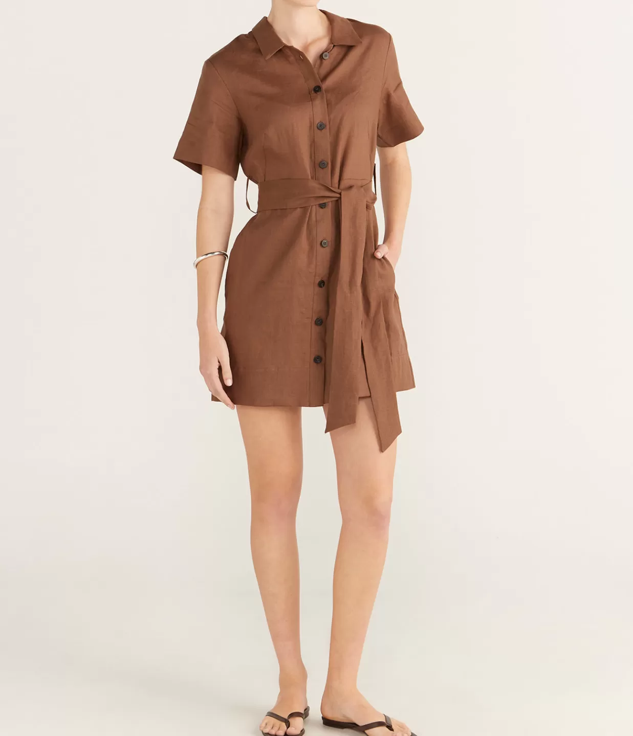 Best Lucca Linen Dress In Sepia Dresses