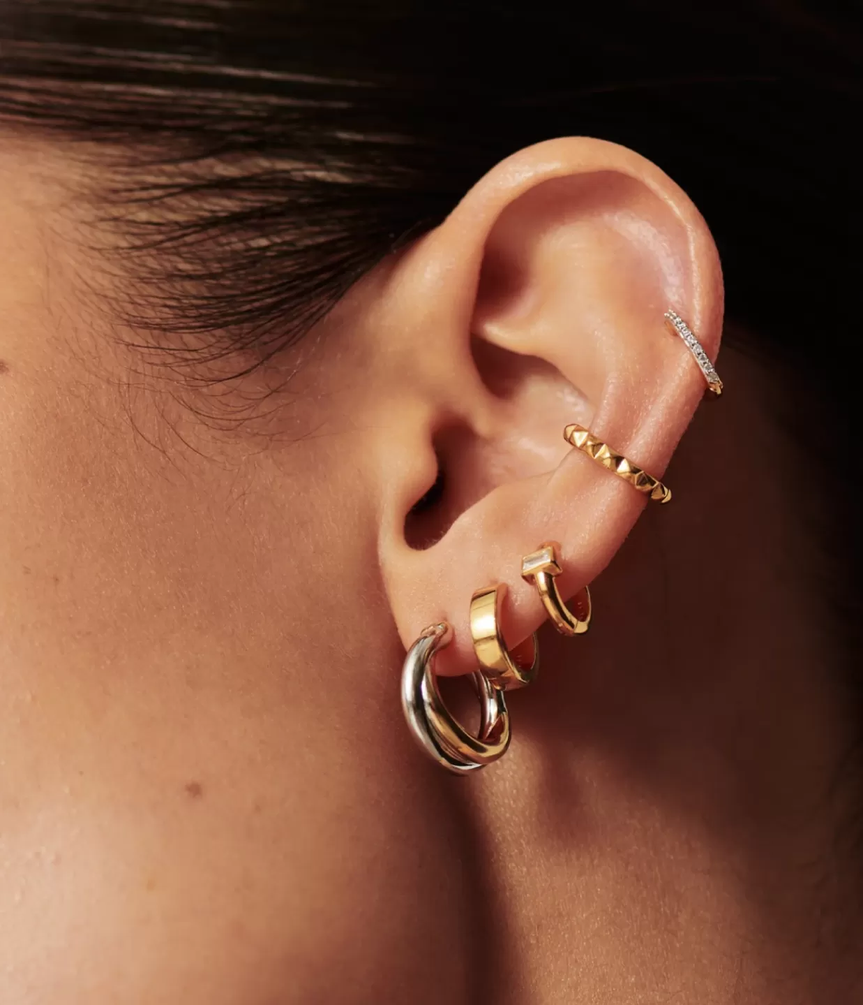 Store Lucy Williams X Mini Entwine Mixed Metal Hoops Jewellery | Earrings