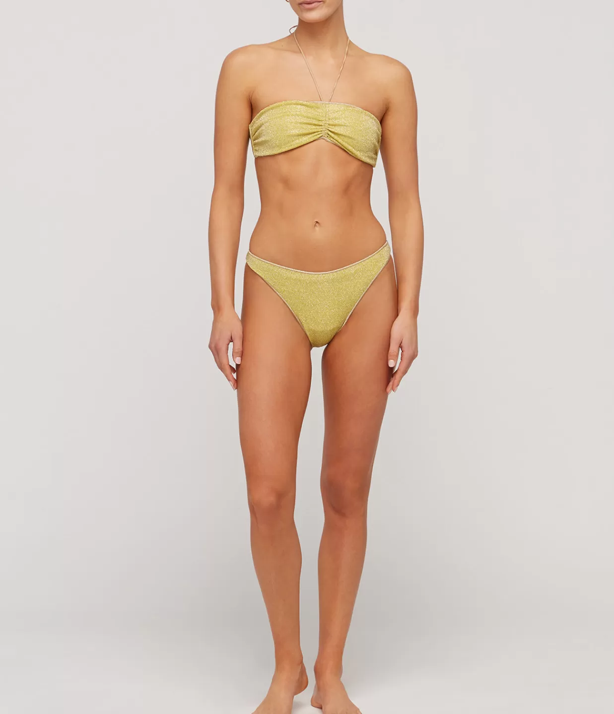 Shop Lumiere Bandeau Bikini In Citron Swim & Resortwear