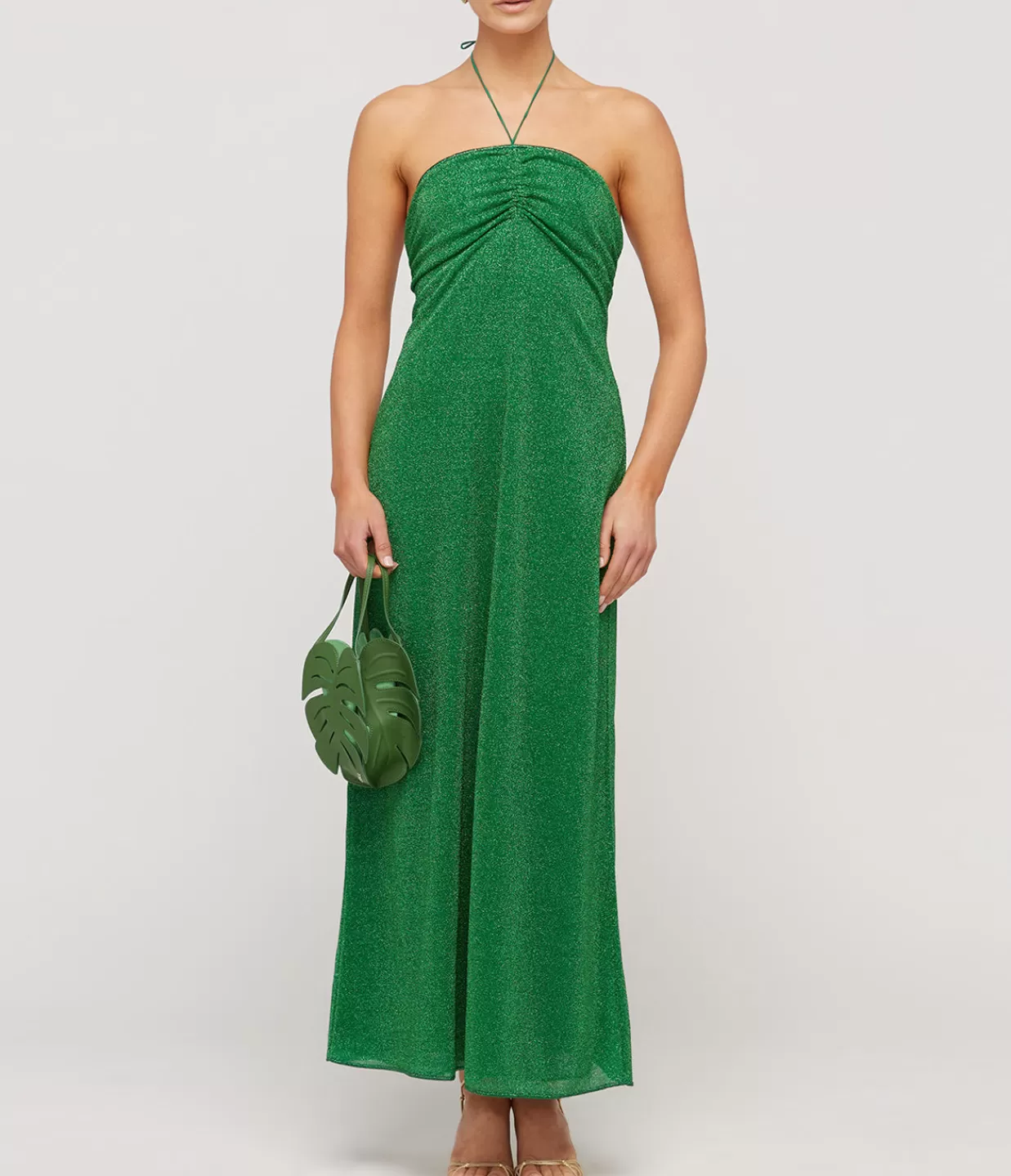 New Lumiere Halter Neck Dress In Emerald Green Dresses