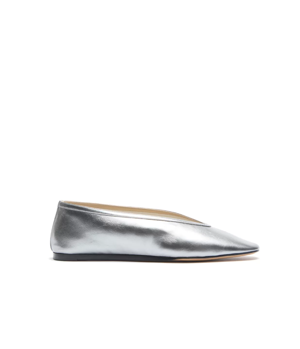 Best Sale Luna Leather Slipper In Silver Flat Shoes