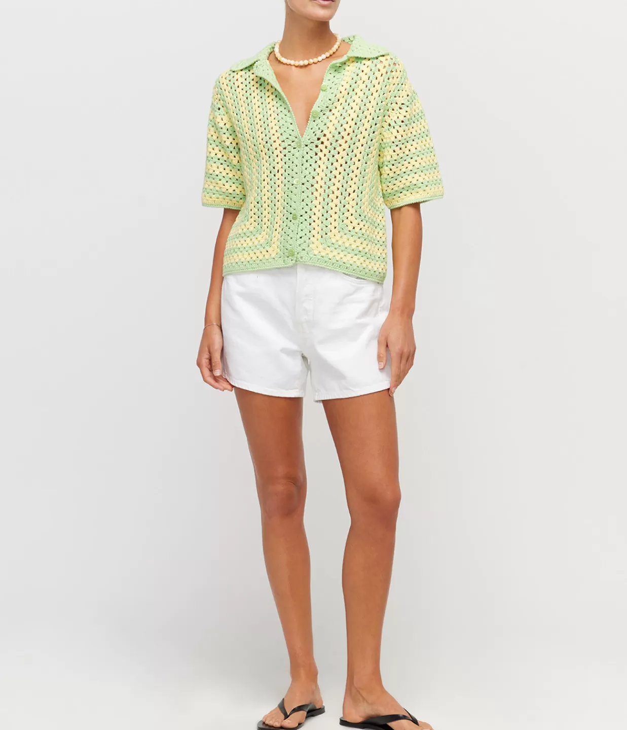 Fashion Mabel Short Sleeve Shirt In Lemon And Matcha Tops