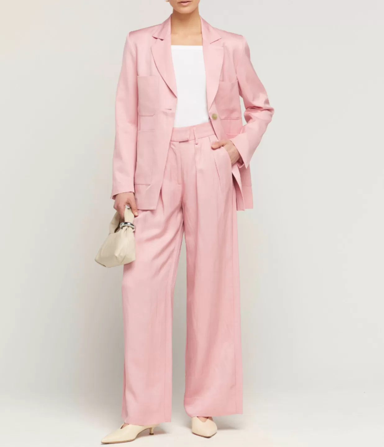 Flash Sale Marlowe Linen Blend Blazer In Pink Jackets & Outerwear