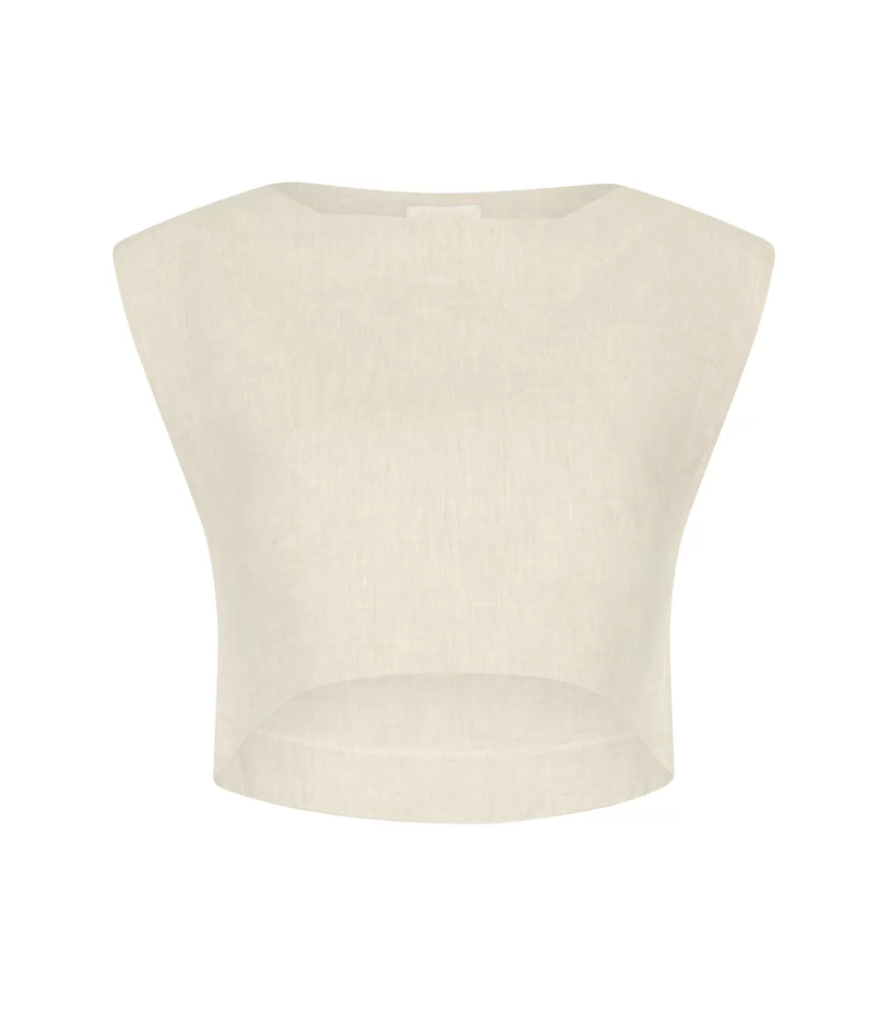 Shop Martina Linen Crop Top In Natural Tops