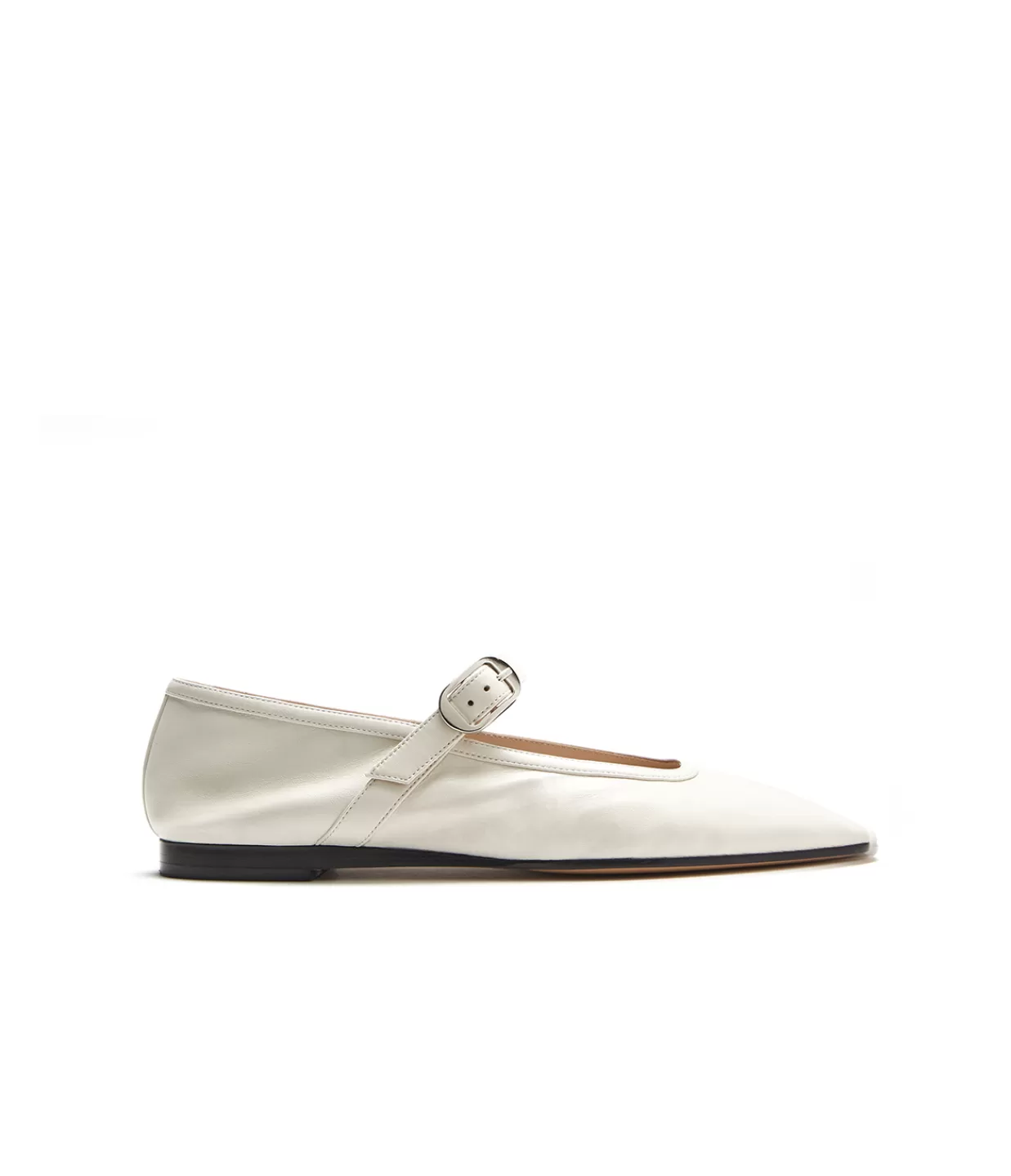 Hot Mary Jane Ballet Flat In Ecru Flat Shoes