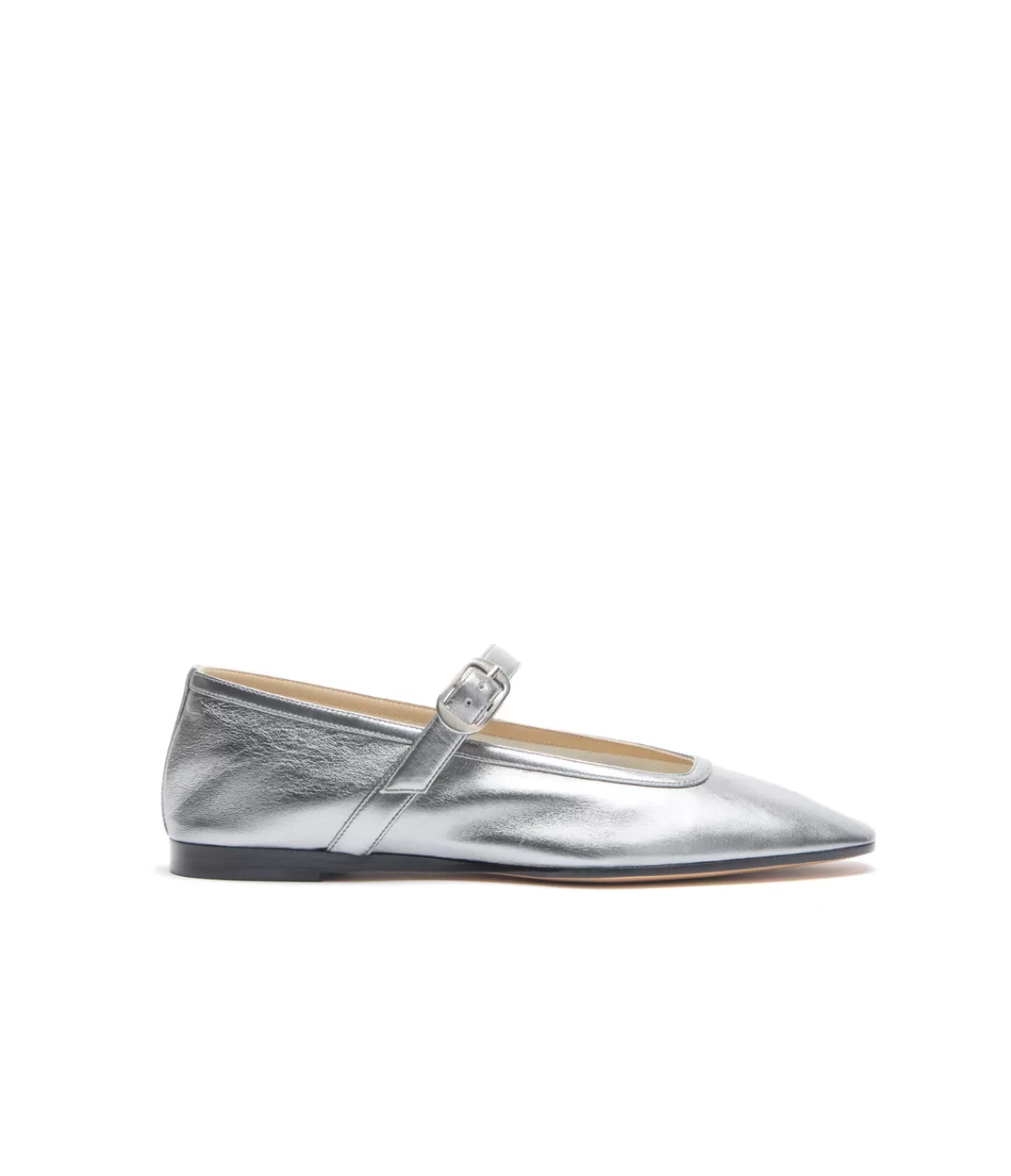 Fashion Mary Jane Ballet Flat In Silver Flat Shoes