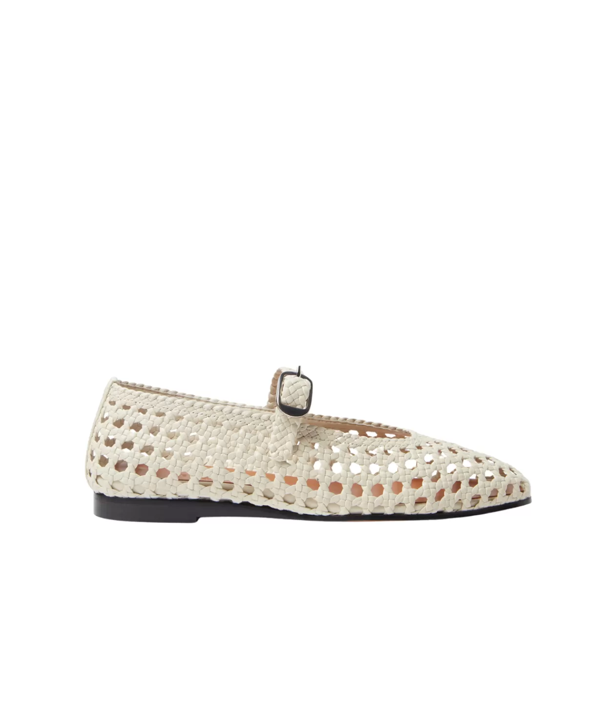 Cheap Mary Jane Woven Flat In Ecru Flat Shoes