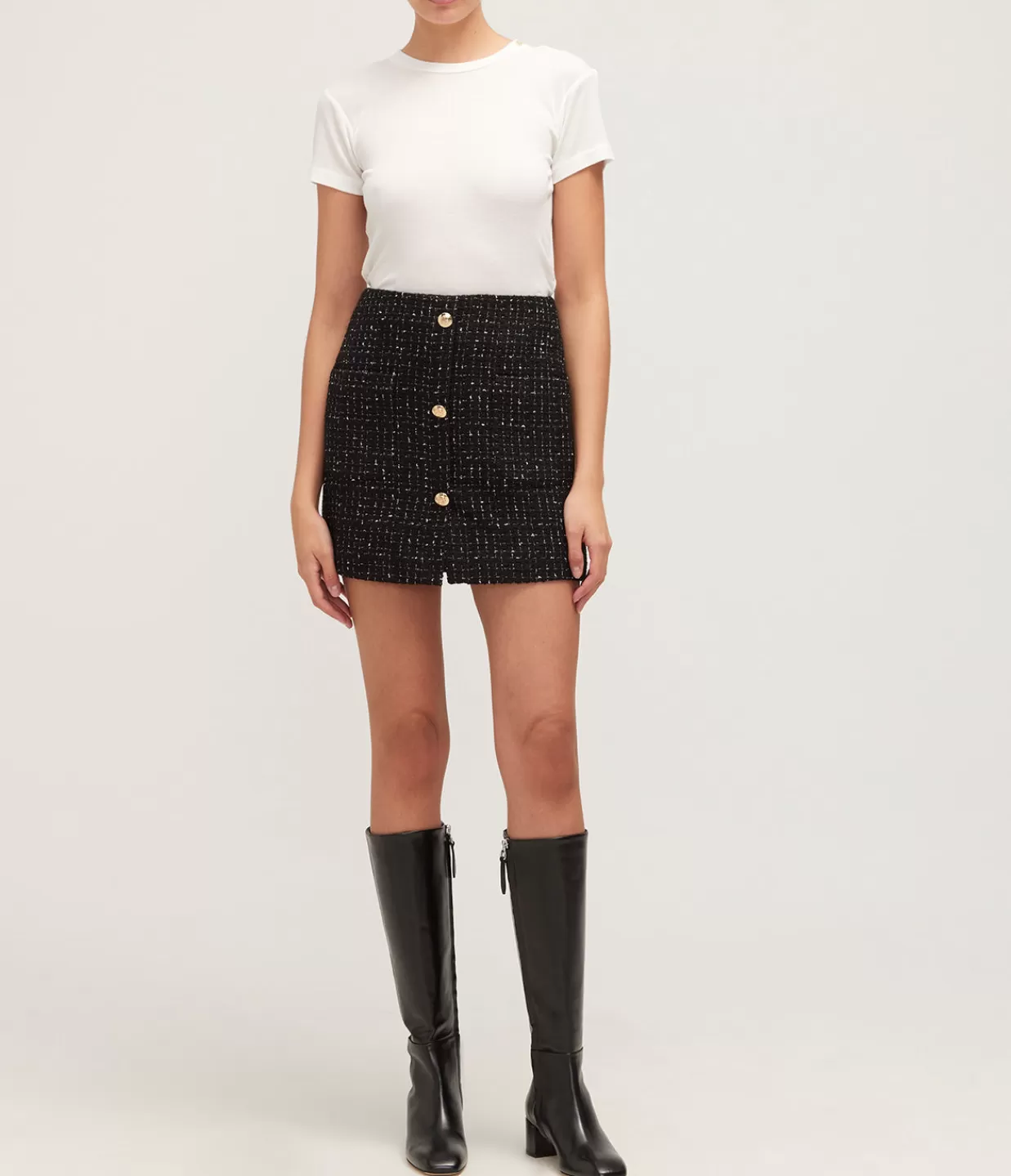 Online Mateo Skirt In Black Tweed Skirts