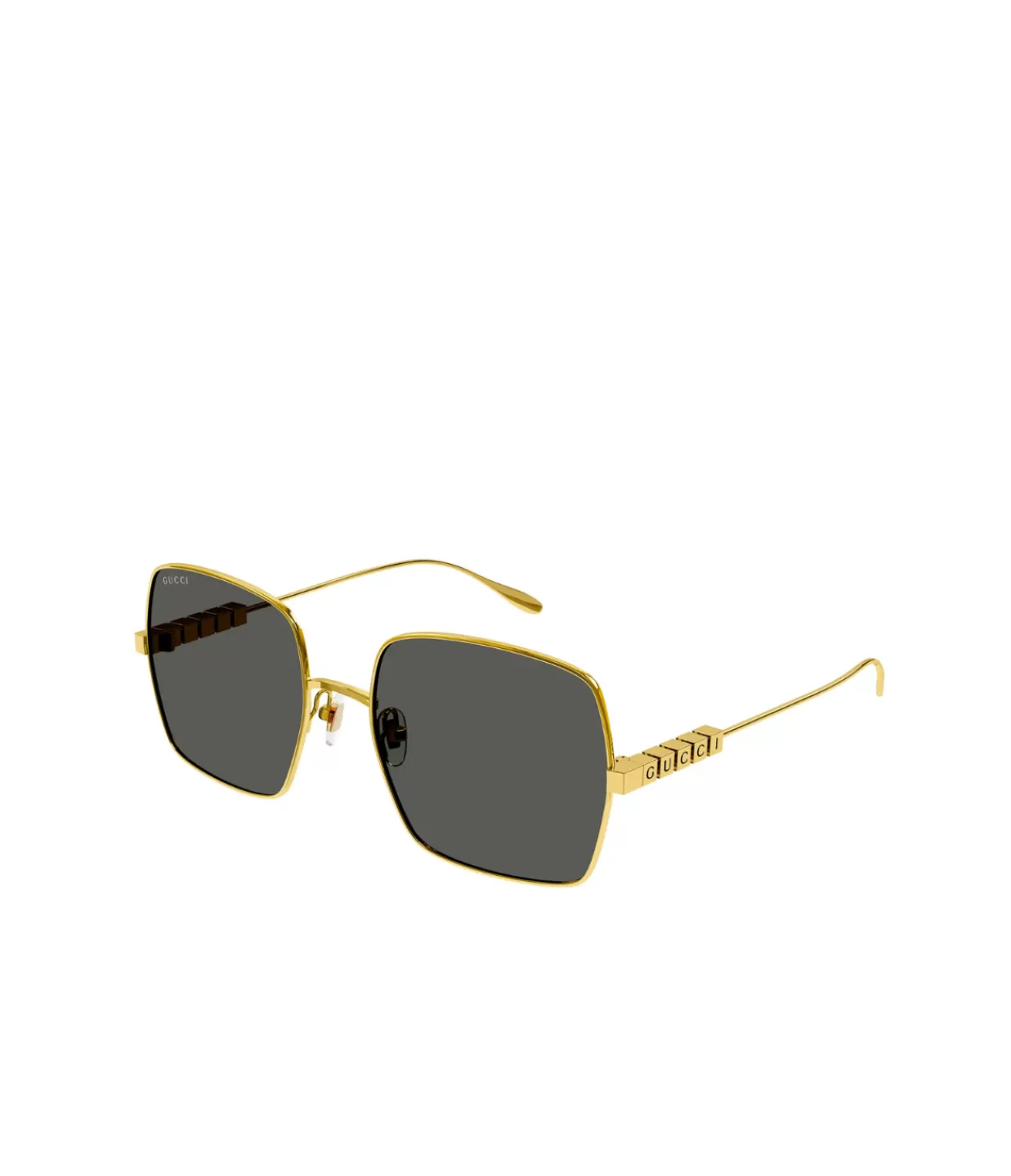 Best Sale Metal Cube Rectangle Sunglasses In Gold Sunglasses