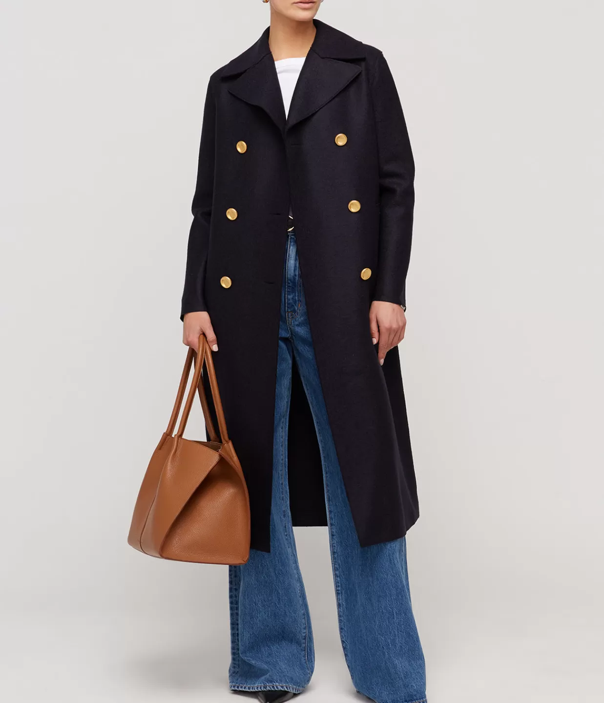 Cheap Military Cashmere Coat In Navy Blue Jackets & Outerwear