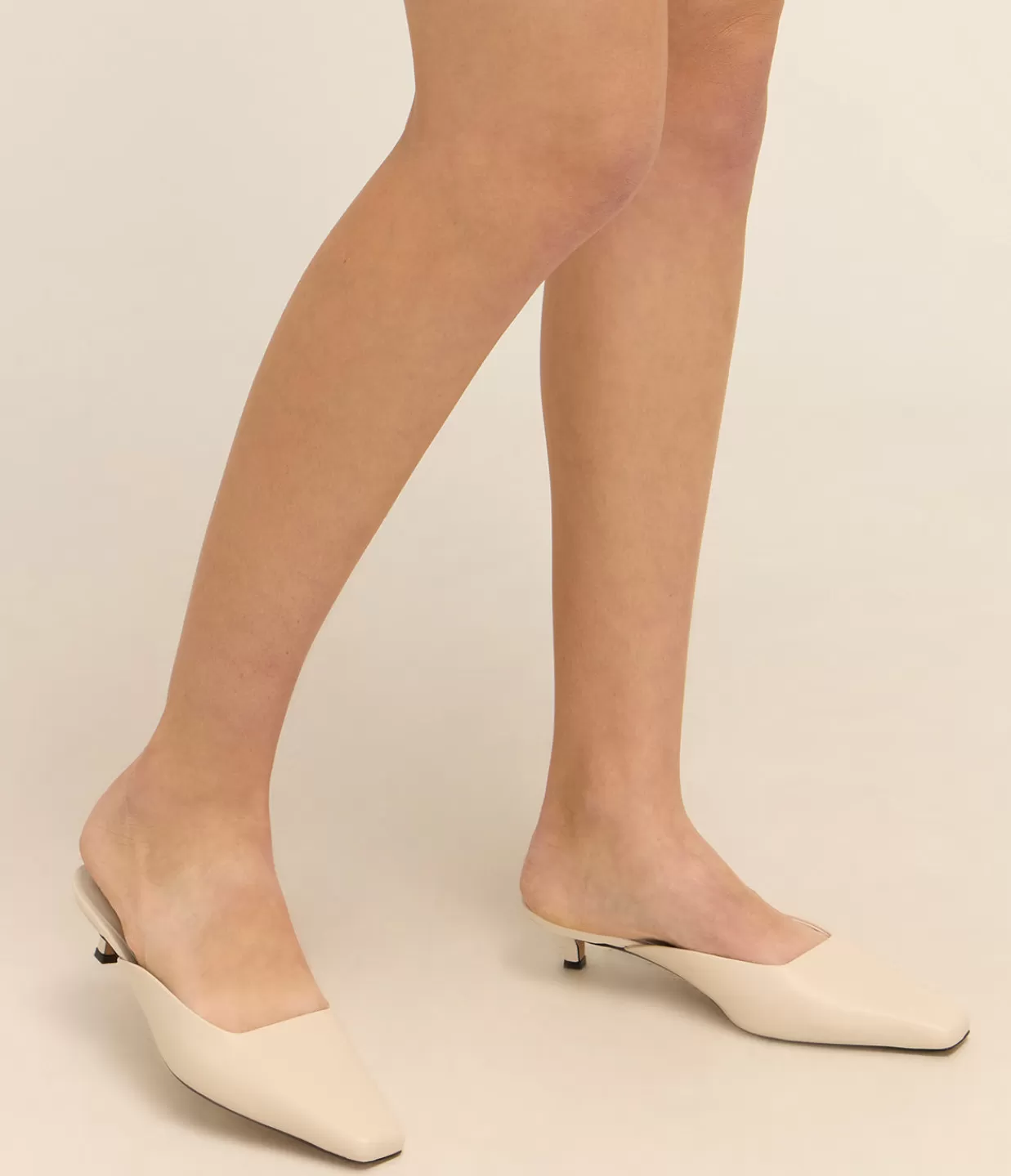 Shop Mimi Leather Mule In Crema Heels & Pumps